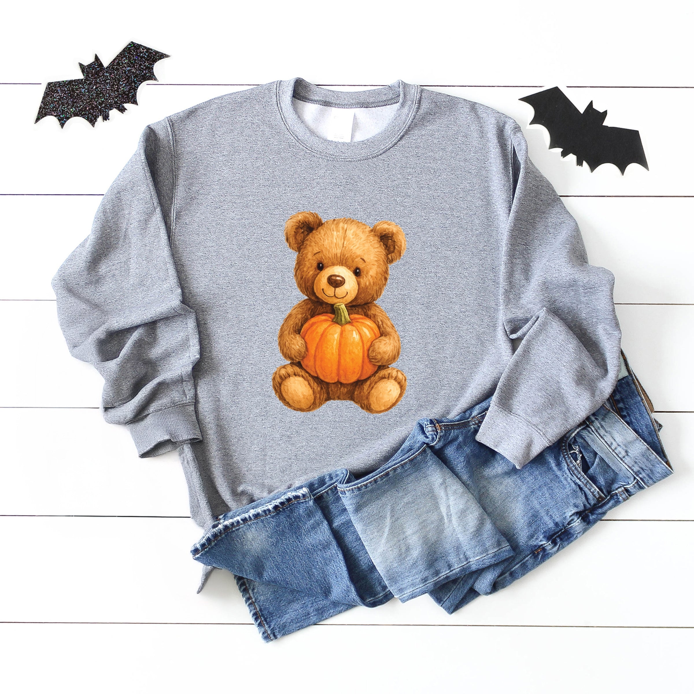 Watercolor Pumpkin Bear -  Womens Sweatshirt