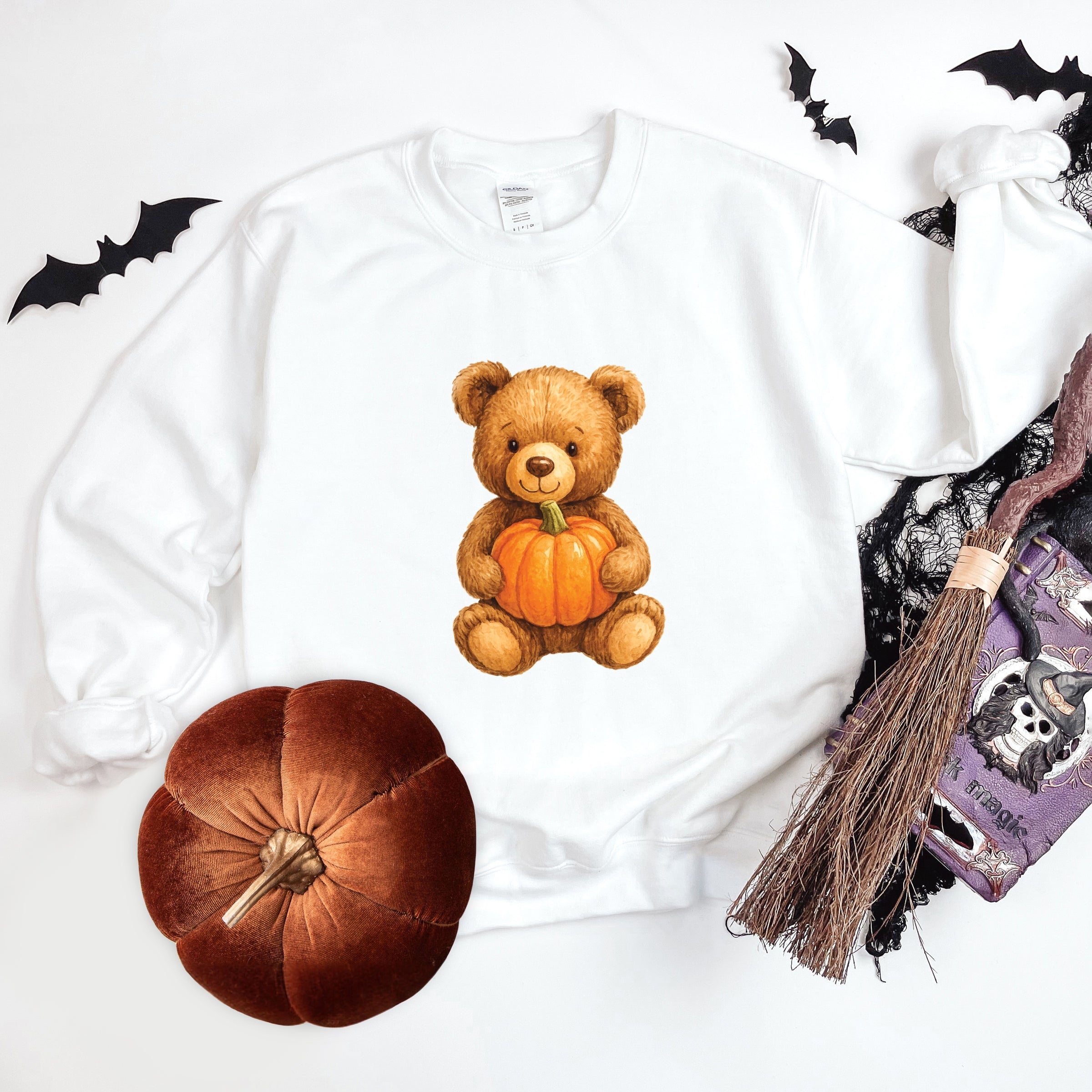Watercolor Pumpkin Bear -  Womens Sweatshirt