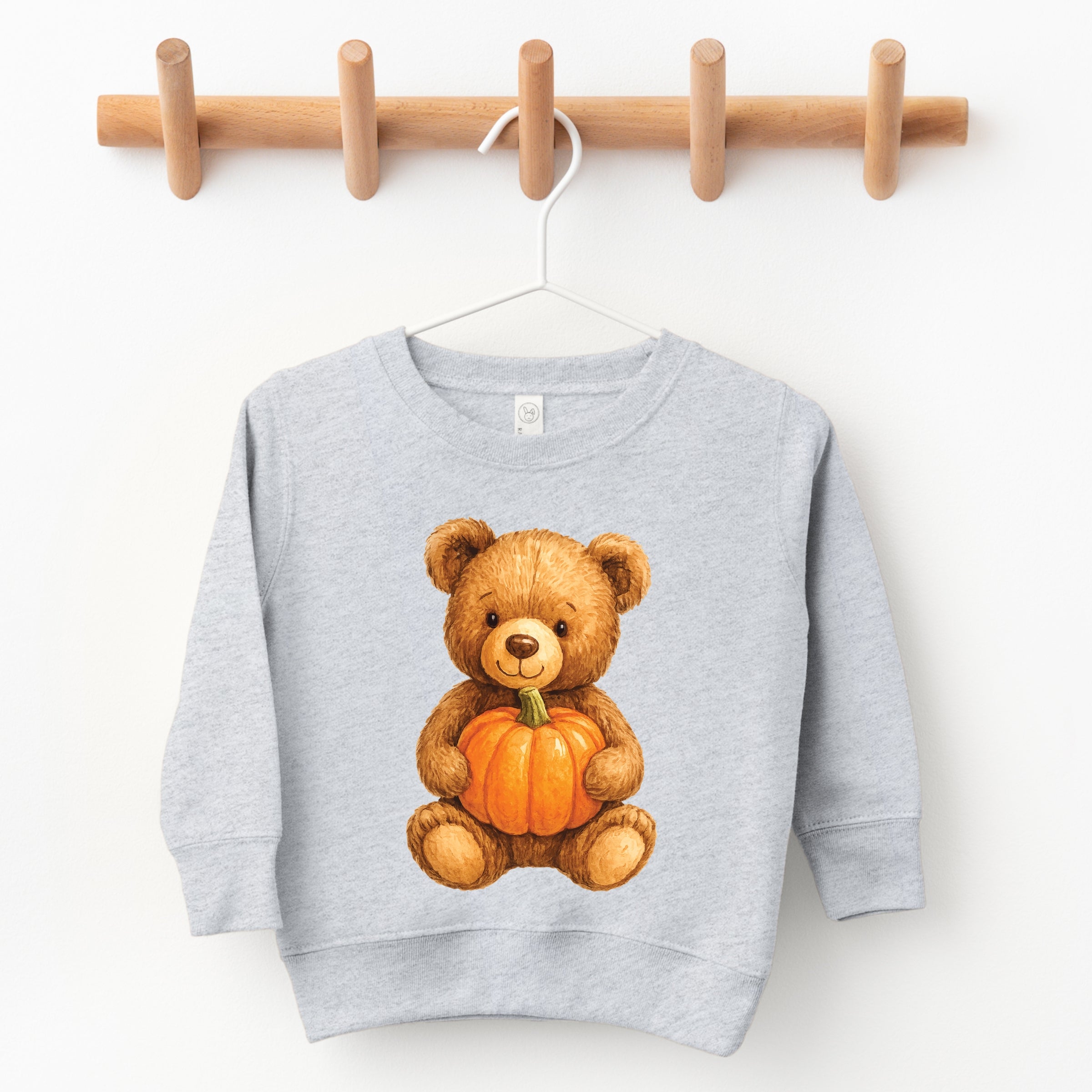 Watercolor Pumpkin Bear - Kids Youth Sweatshirt and Kids Toddler Sweatshirt