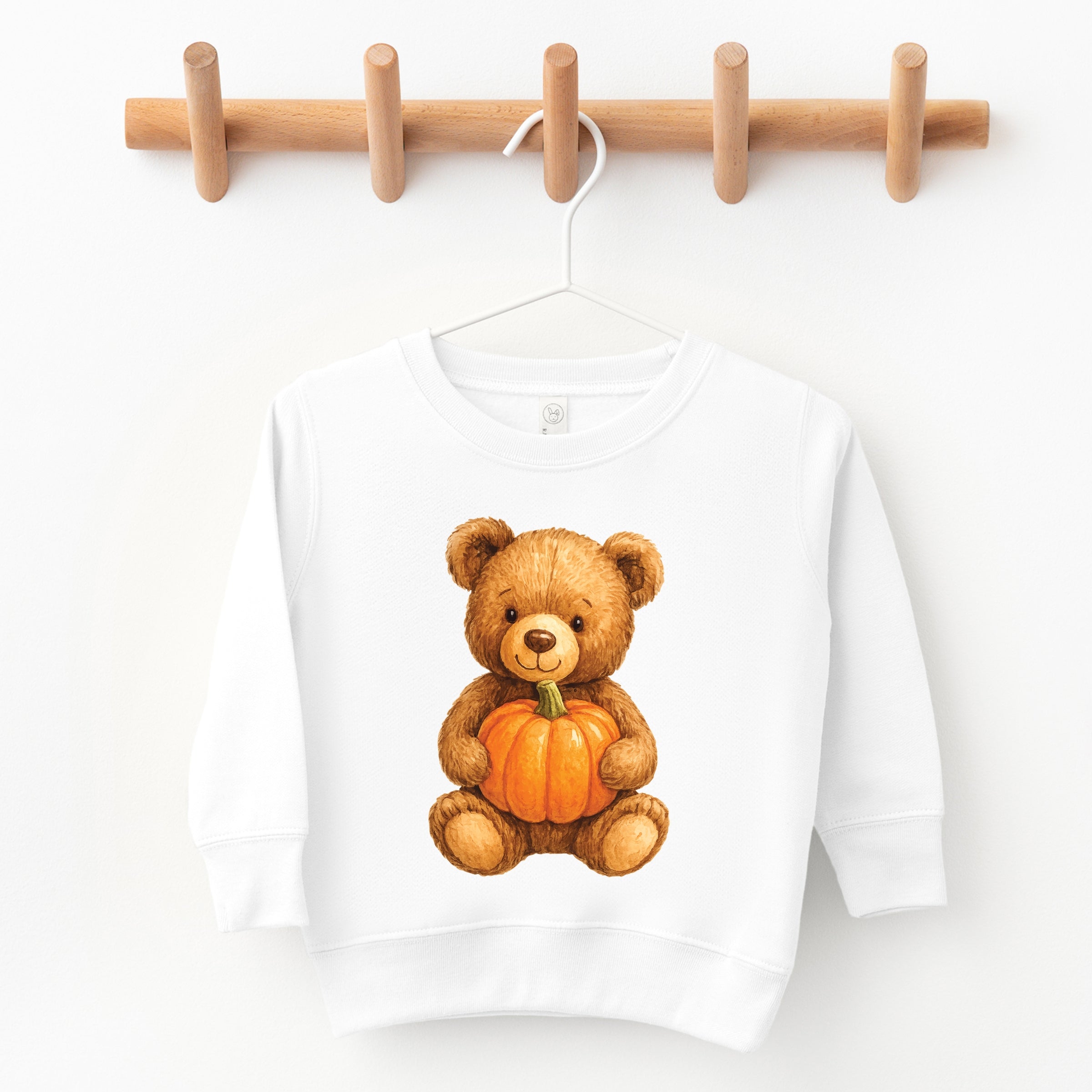Watercolor Pumpkin Bear - Kids Youth Sweatshirt and Kids Toddler Sweatshirt