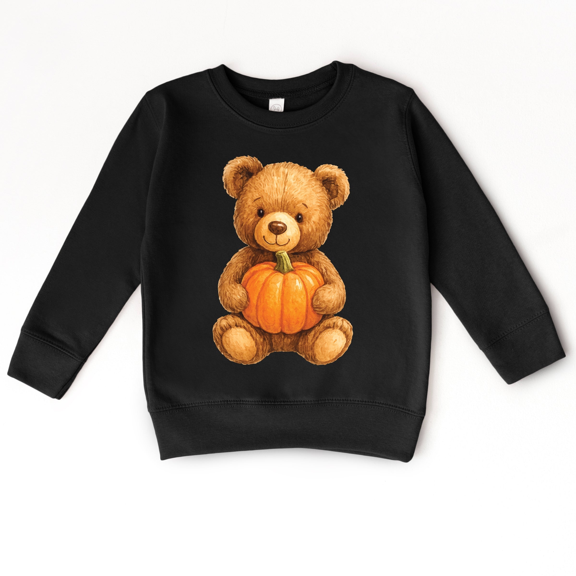 Watercolor Pumpkin Bear - Kids Youth Sweatshirt and Kids Toddler Sweatshirt