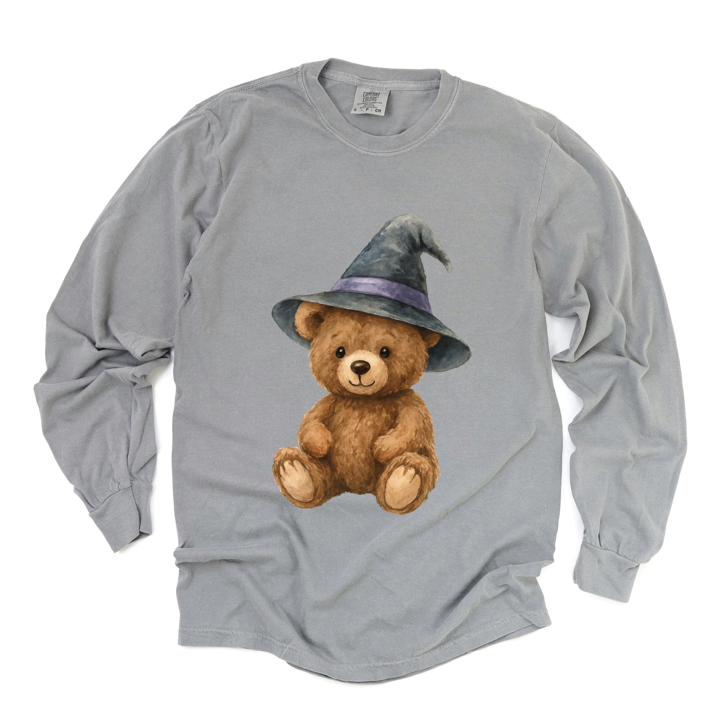 Watercolor Witchy Bear - Womens Garment Dyed Long Sleeve