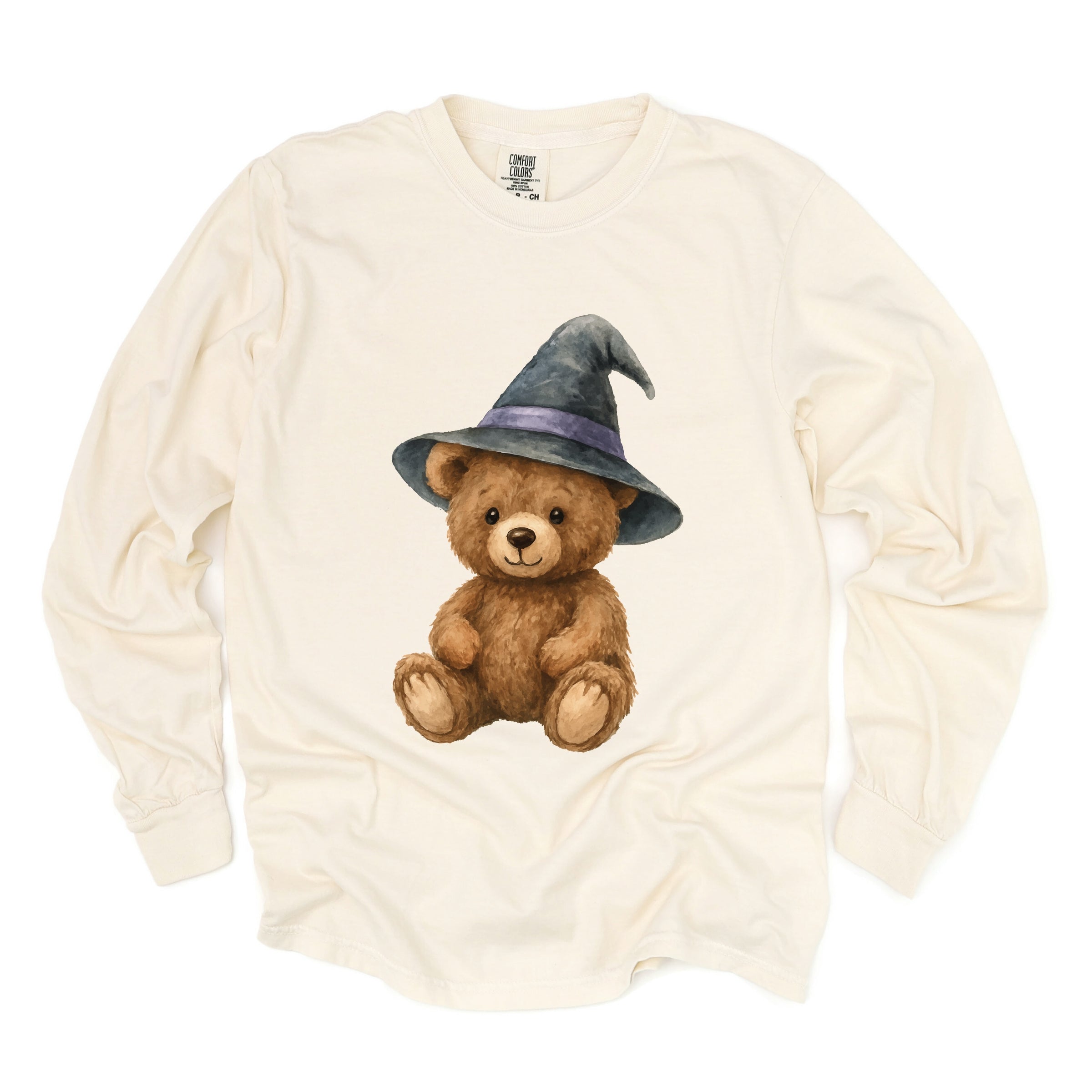 Watercolor Witchy Bear - Womens Garment Dyed Long Sleeve