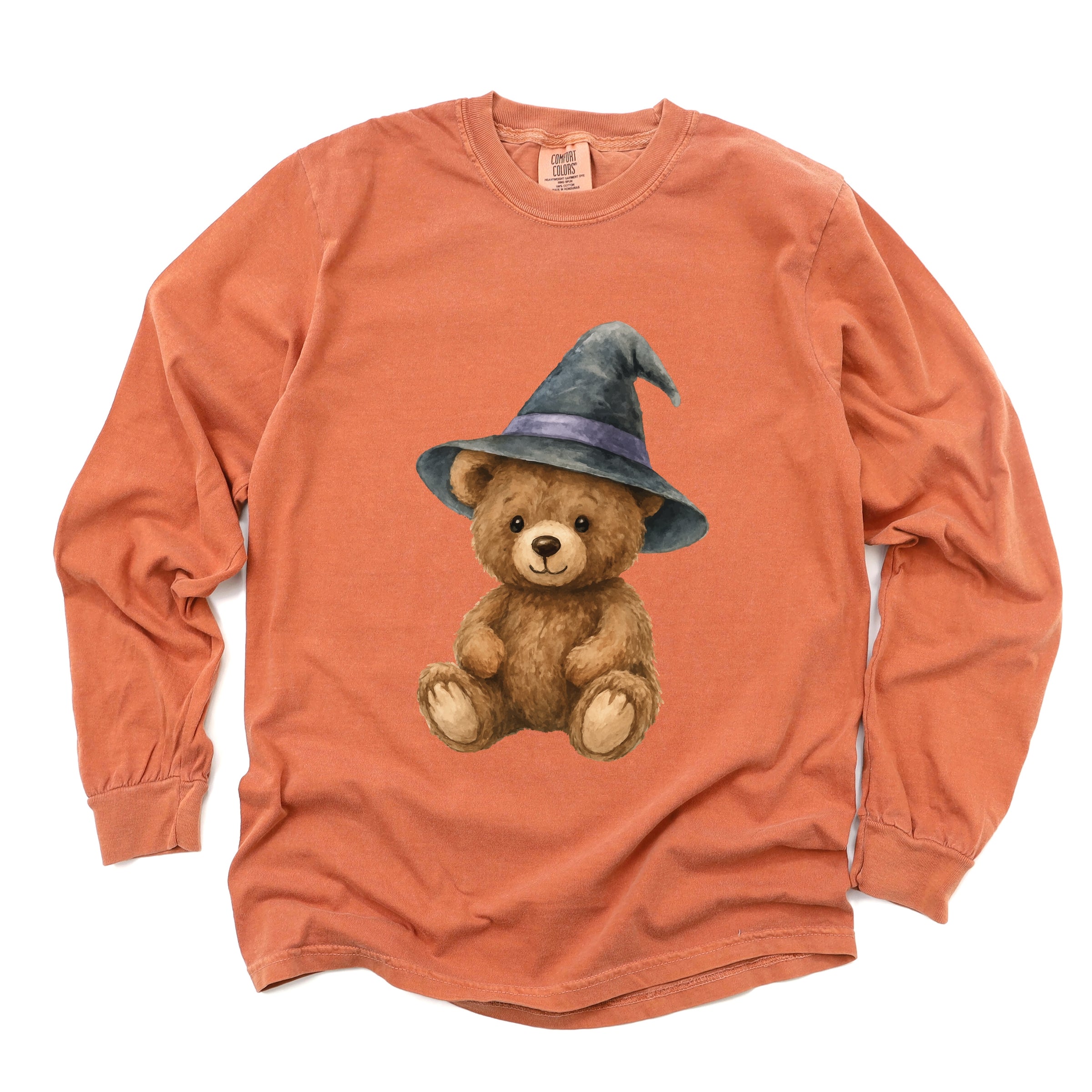 Watercolor Witchy Bear - Womens Garment Dyed Long Sleeve