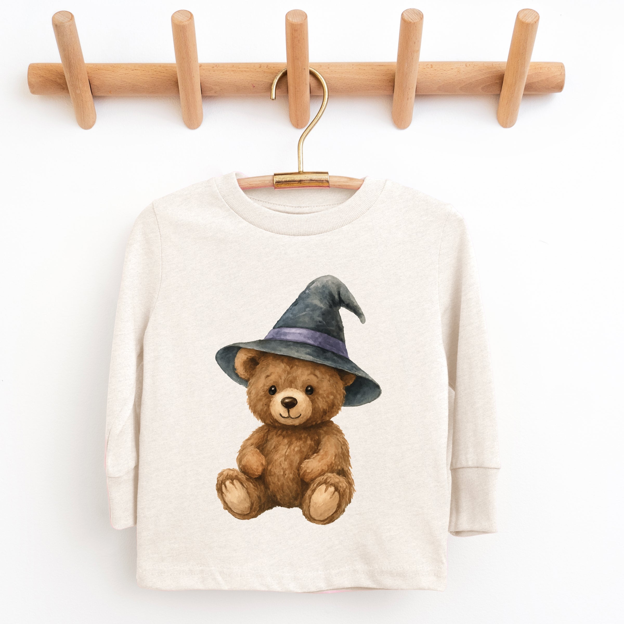 Watercolor Witchy Bear - Kids Toddler Long Sleeve Tee and Kids Youth Long Sleeve Tee