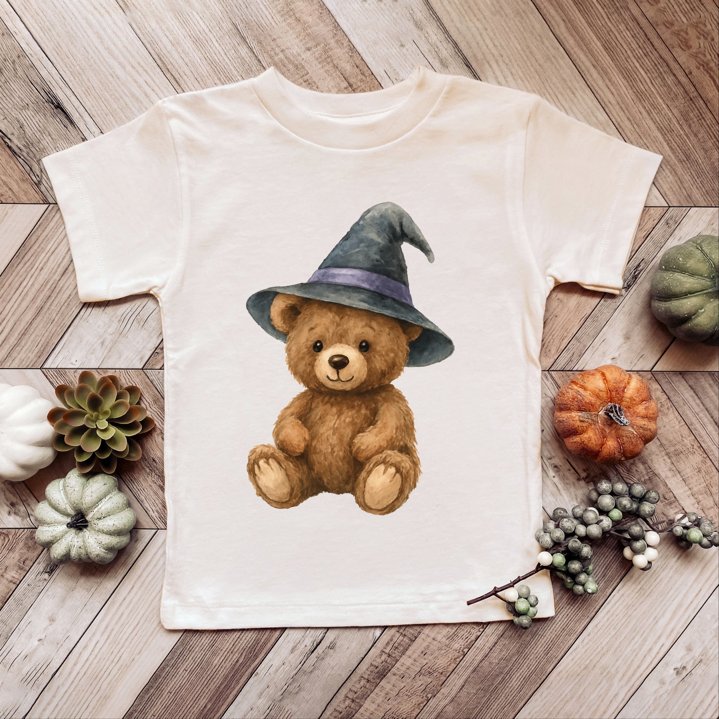 Watercolor Witchy Bear - Kids Youth Short Sleeve Tee and Toddler Short Sleeve Tee