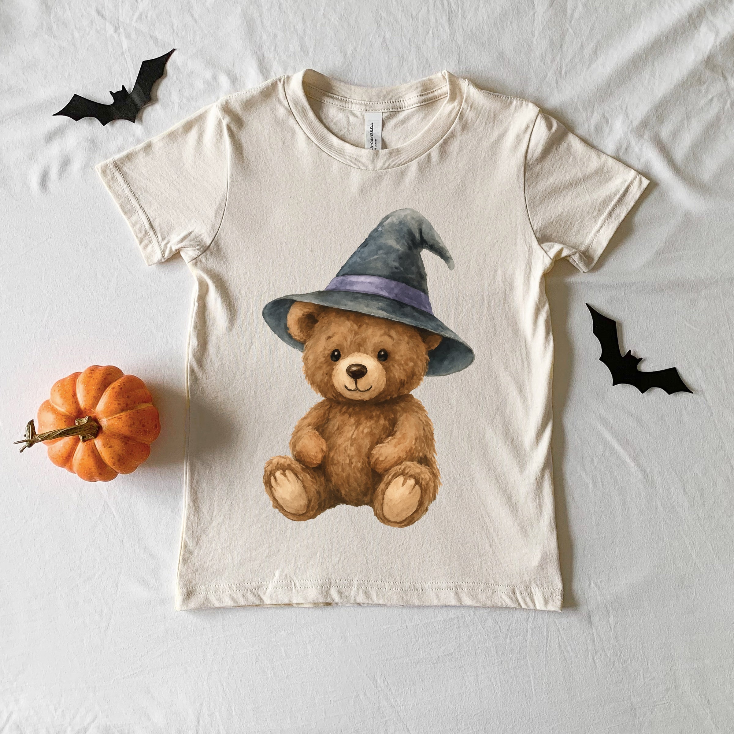 Watercolor Witchy Bear - Kids Youth Short Sleeve Tee and Toddler Short Sleeve Tee
