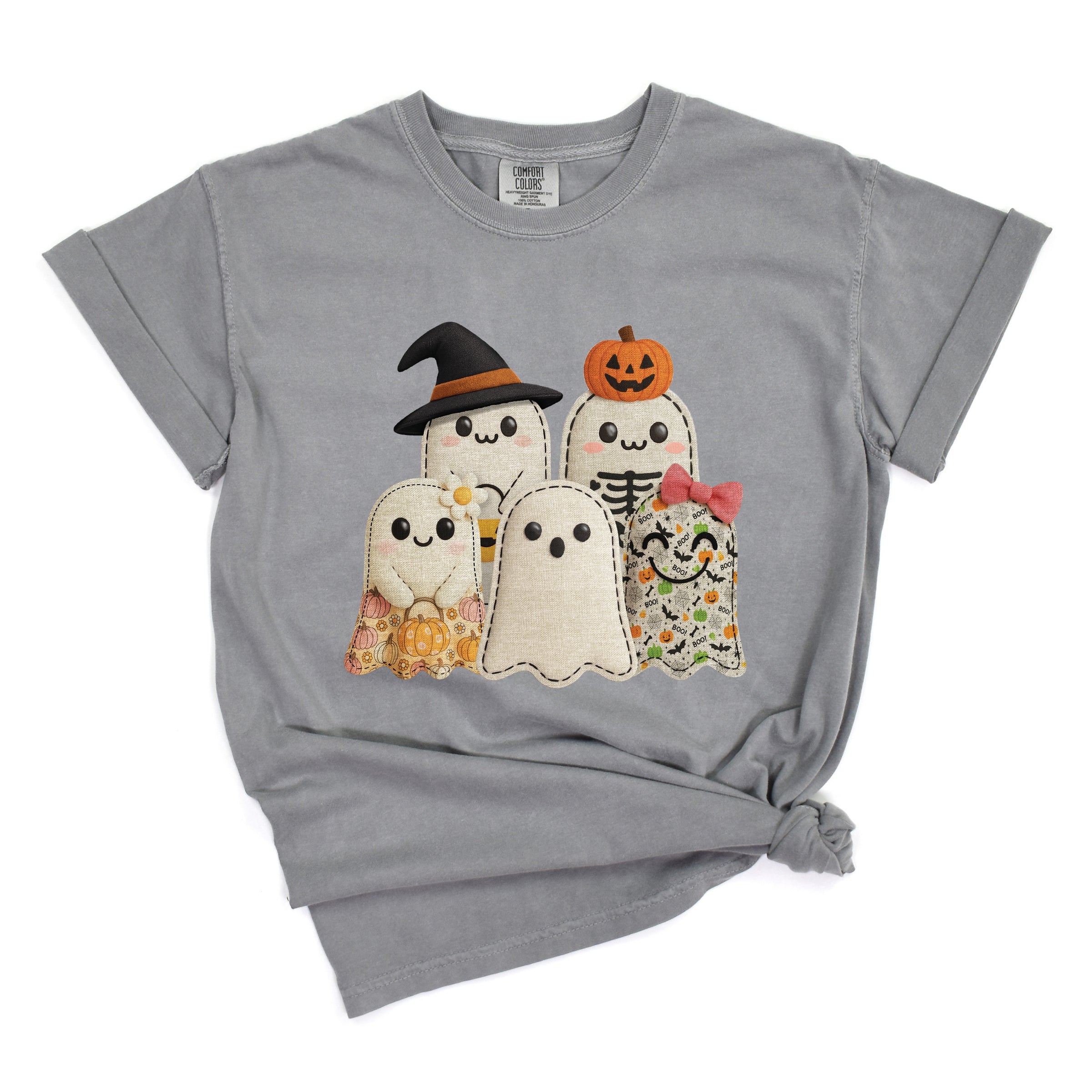 Ghost Family Patchwork Print - Womens Garment Dyed Tee