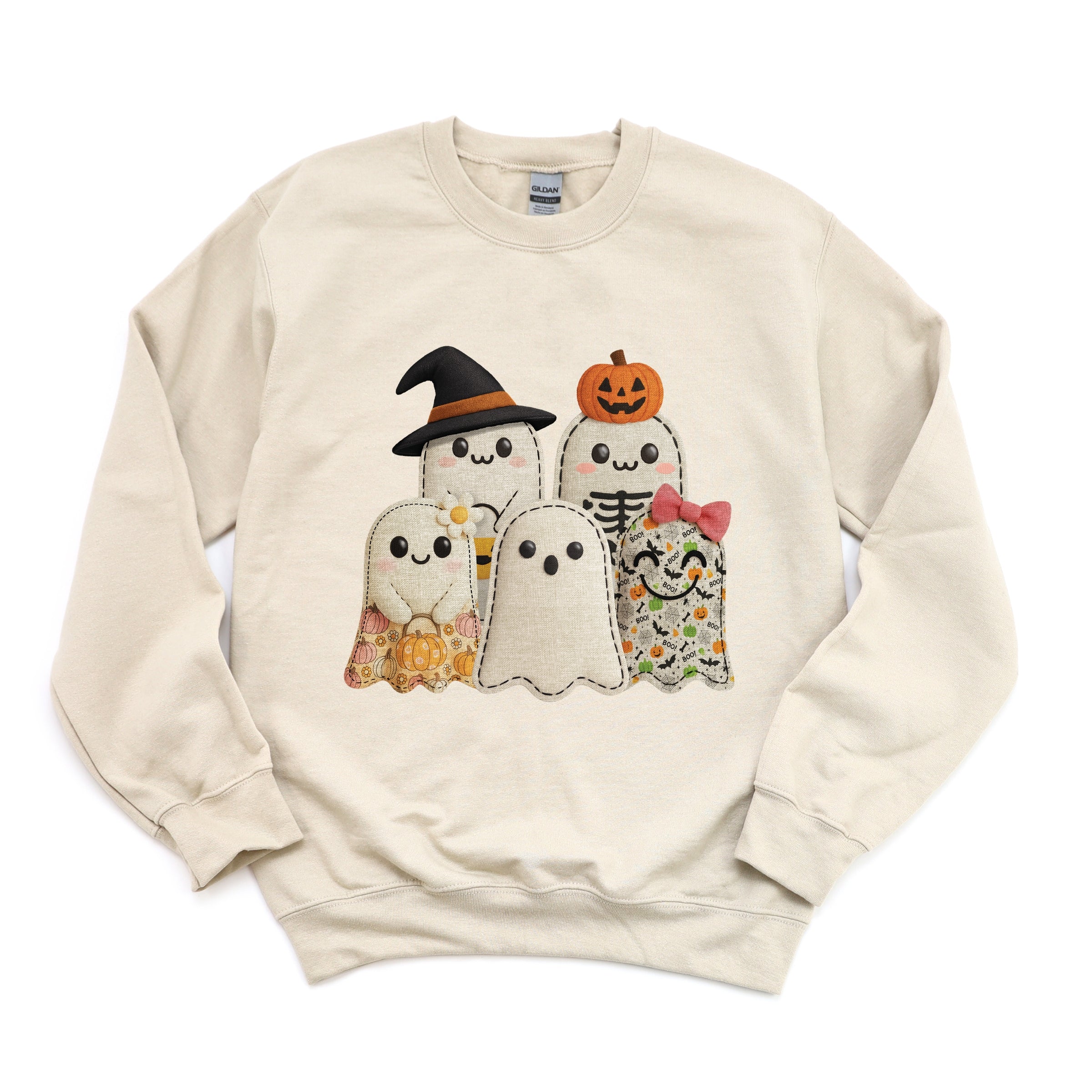 Ghost Family Patchwork Print -  Womens Sweatshirt