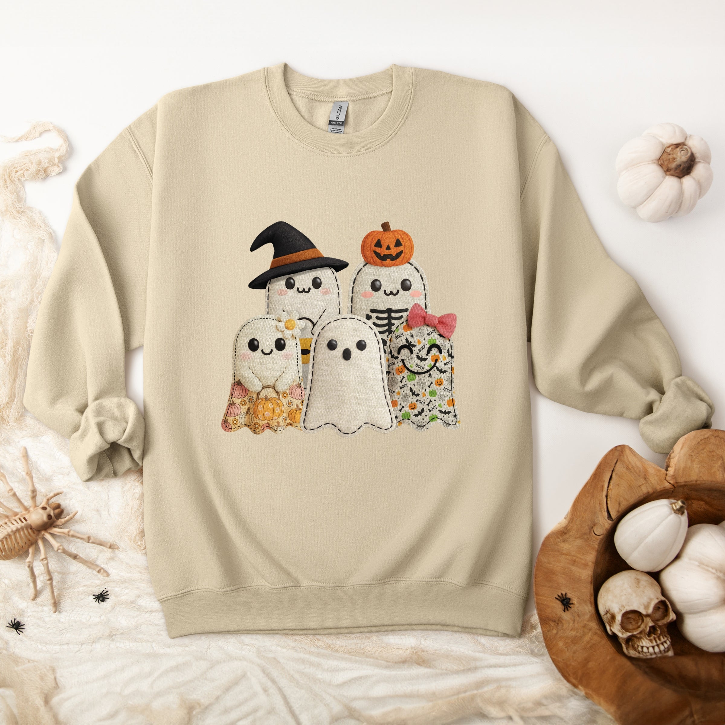 Ghost Family Patchwork Print -  Womens Sweatshirt