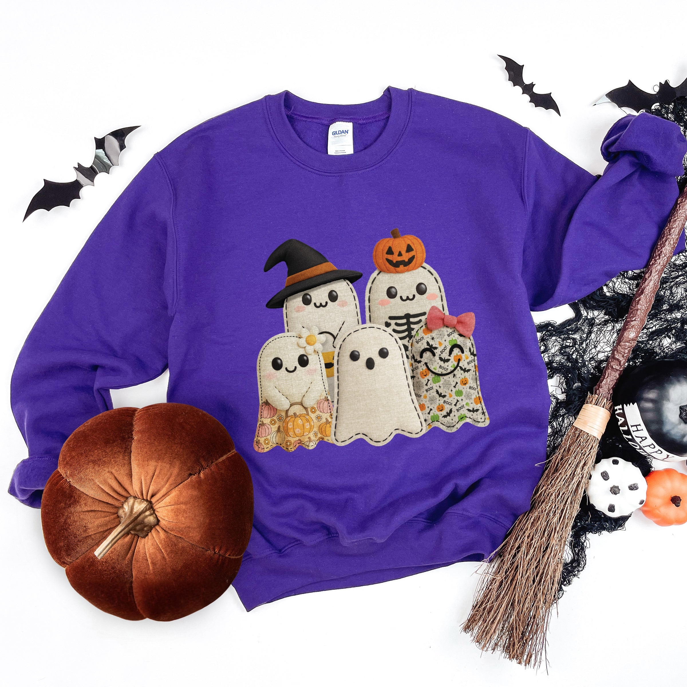 Ghost Family Patchwork Print -  Womens Sweatshirt