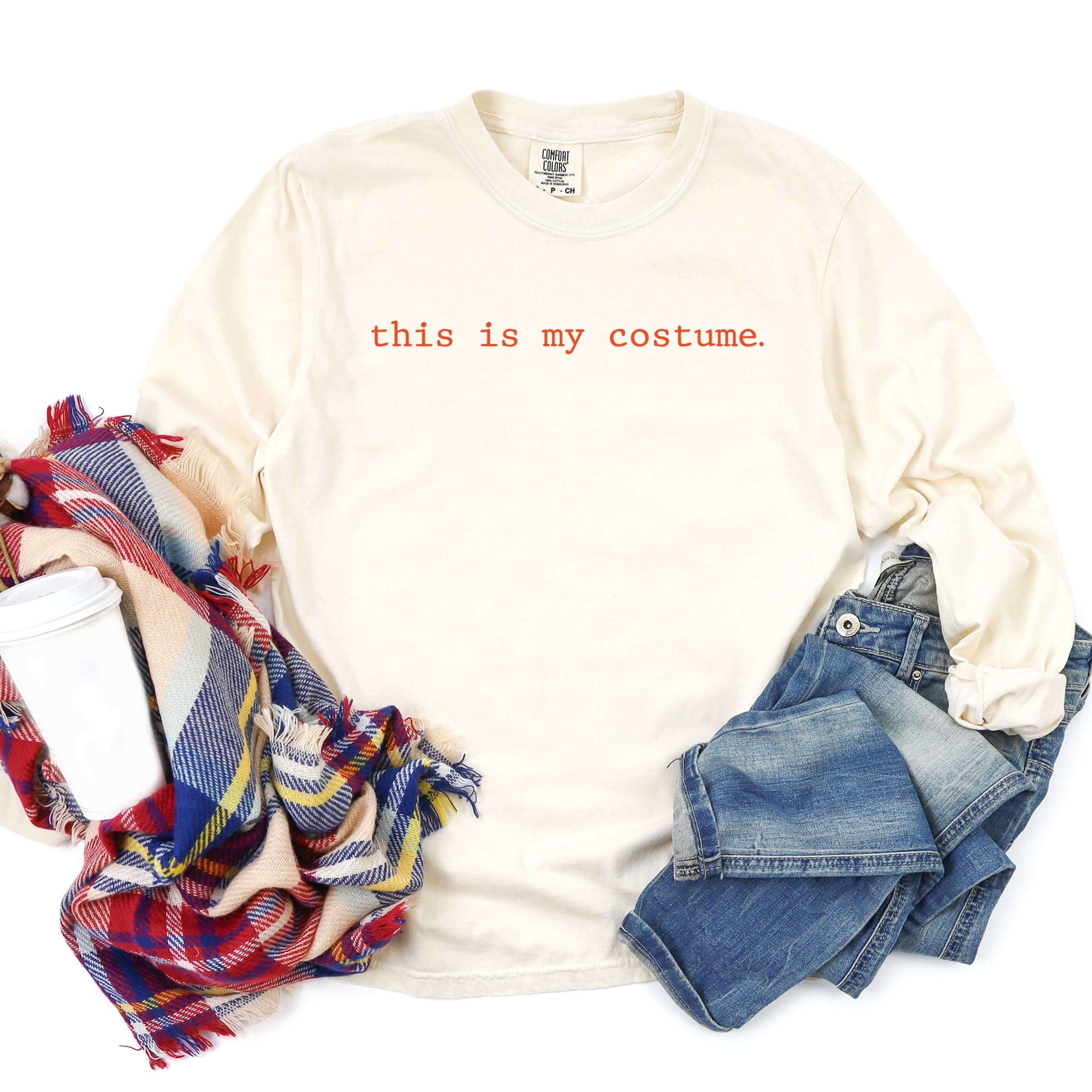 This Is My Costume Typewriter - Women's Garment Dyed Long Sleeve Graphic T-Shirt