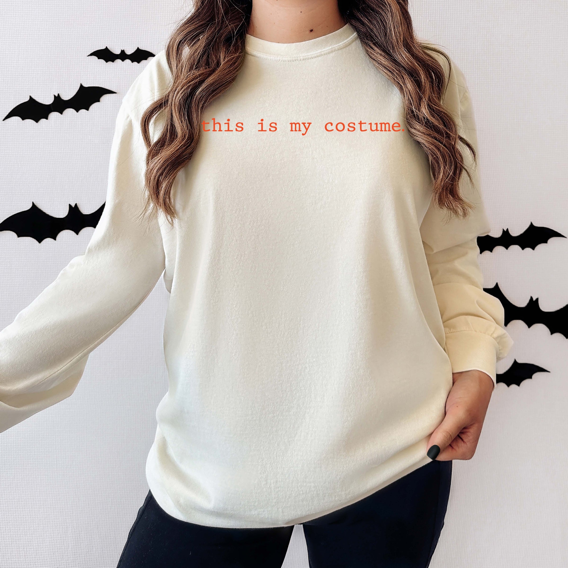 This Is My Costume Typewriter - Women's Garment Dyed Long Sleeve Graphic T-Shirt