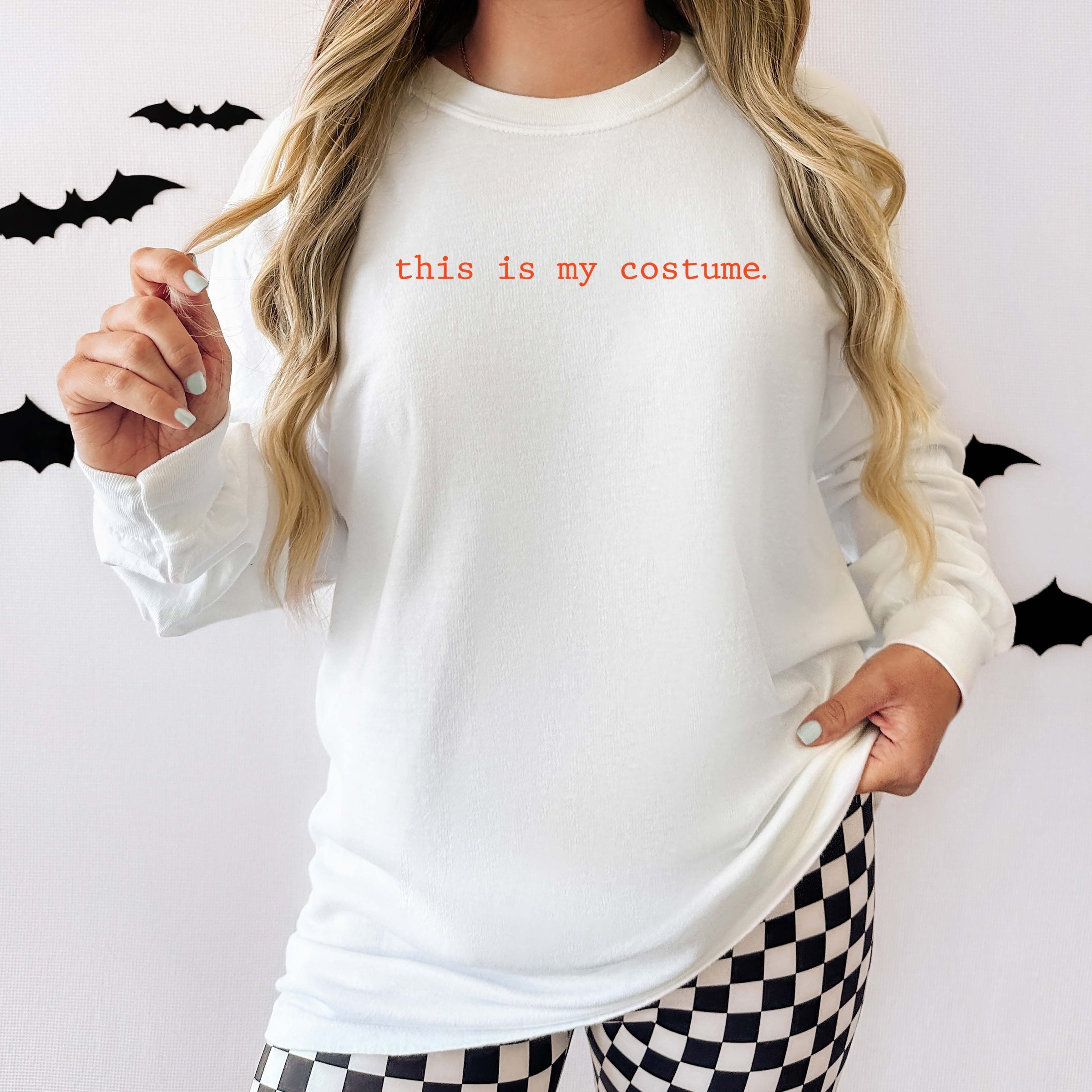 This Is My Costume Typewriter - Women's Garment Dyed Long Sleeve Graphic T-Shirt