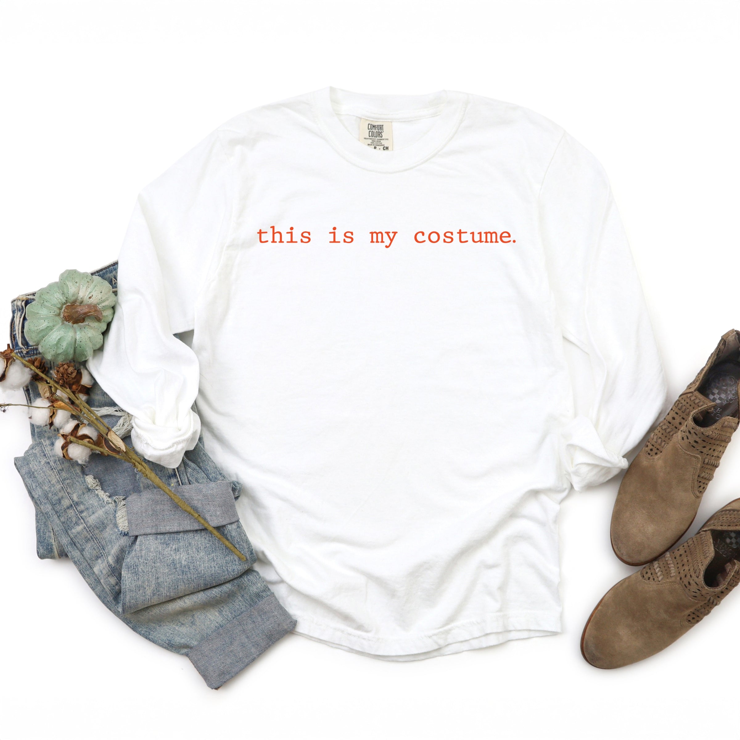 This Is My Costume Typewriter - Women's Garment Dyed Long Sleeve Graphic T-Shirt