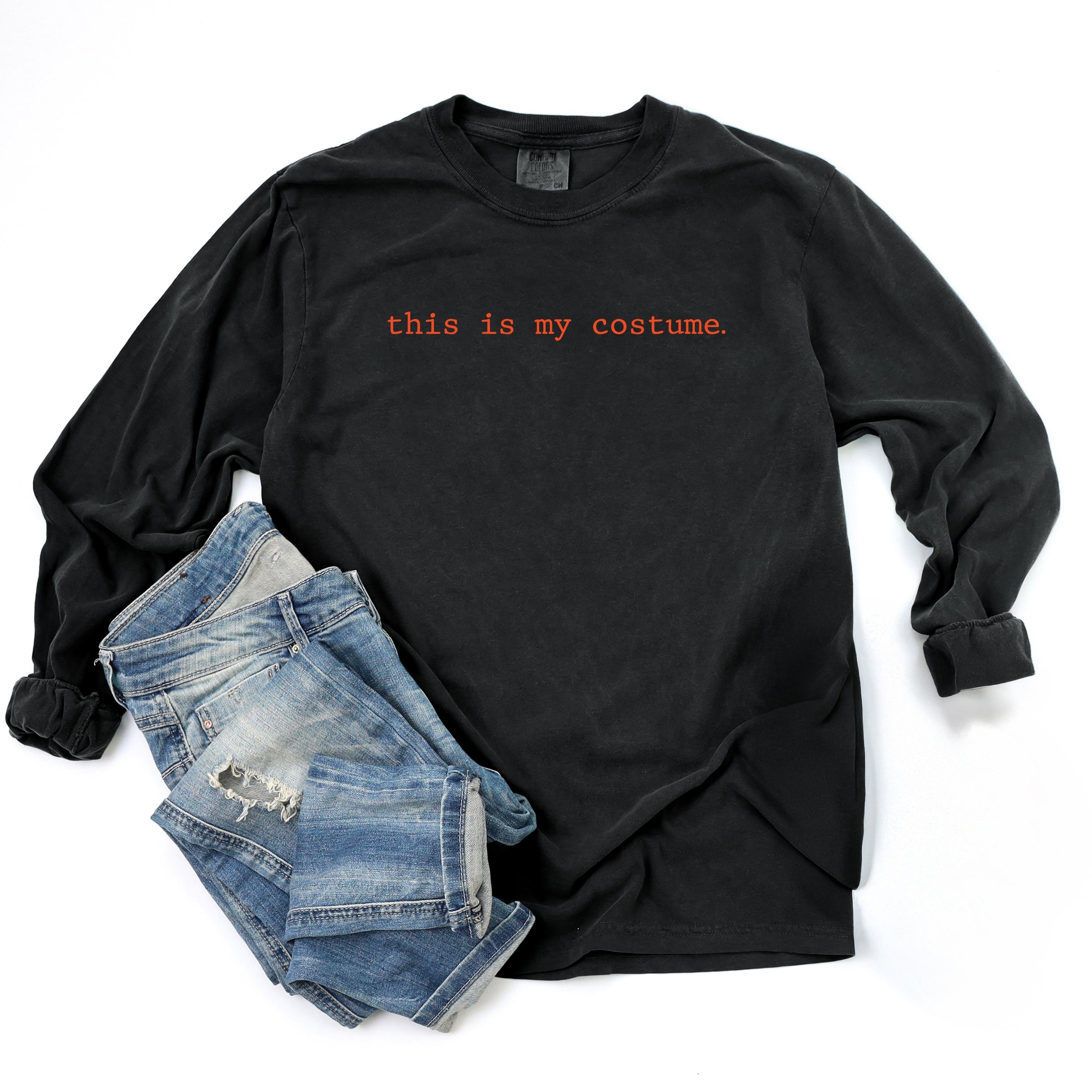 This Is My Costume Typewriter - Women's Garment Dyed Long Sleeve Graphic T-Shirt