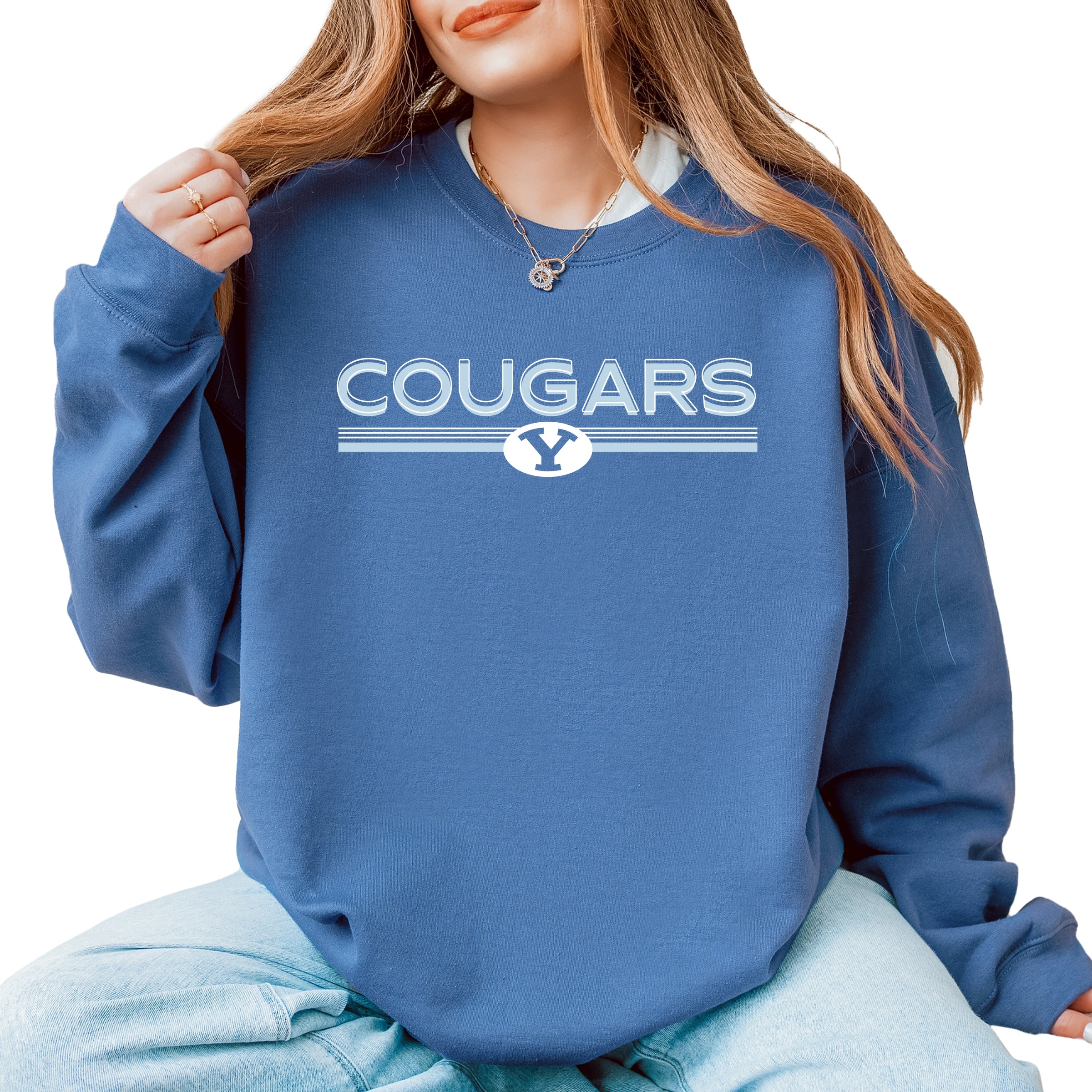 BYU Cougars Shadowed - Women's Graphic Sweatshirt