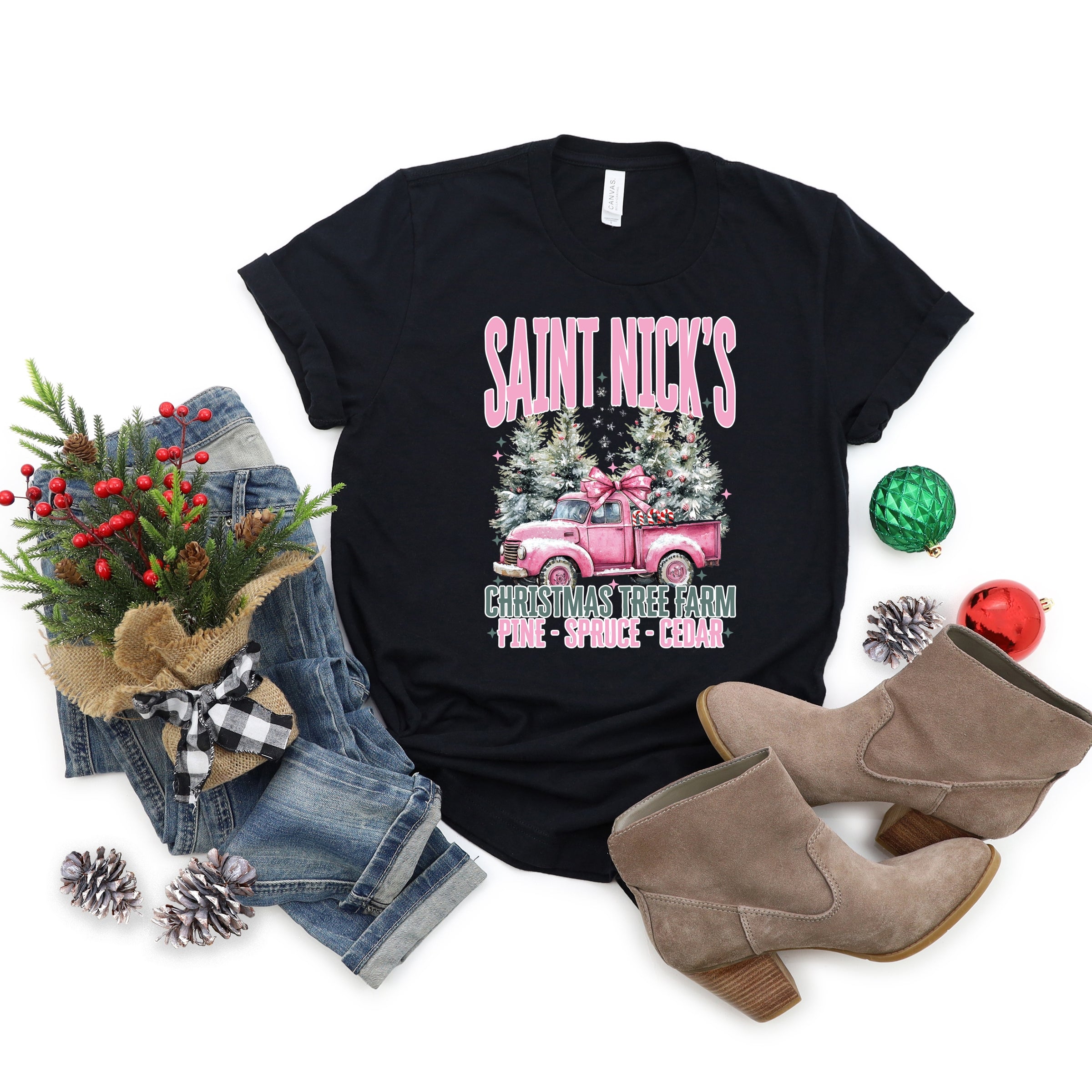 Saint Nick's Farm Truck - Women's Short Sleeve Graphic T-Shirt
