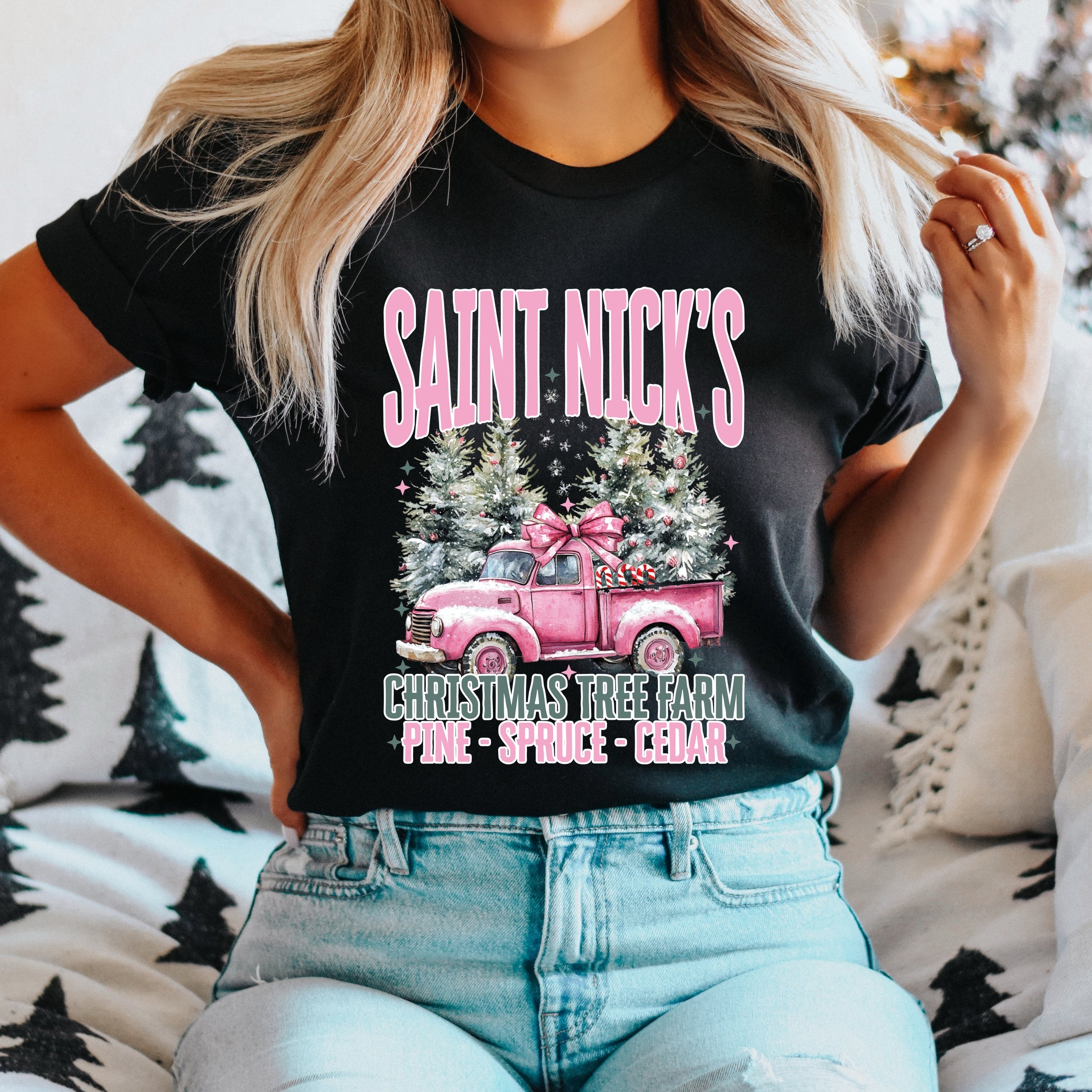 Saint Nick's Farm Truck - Women's Short Sleeve Graphic T-Shirt