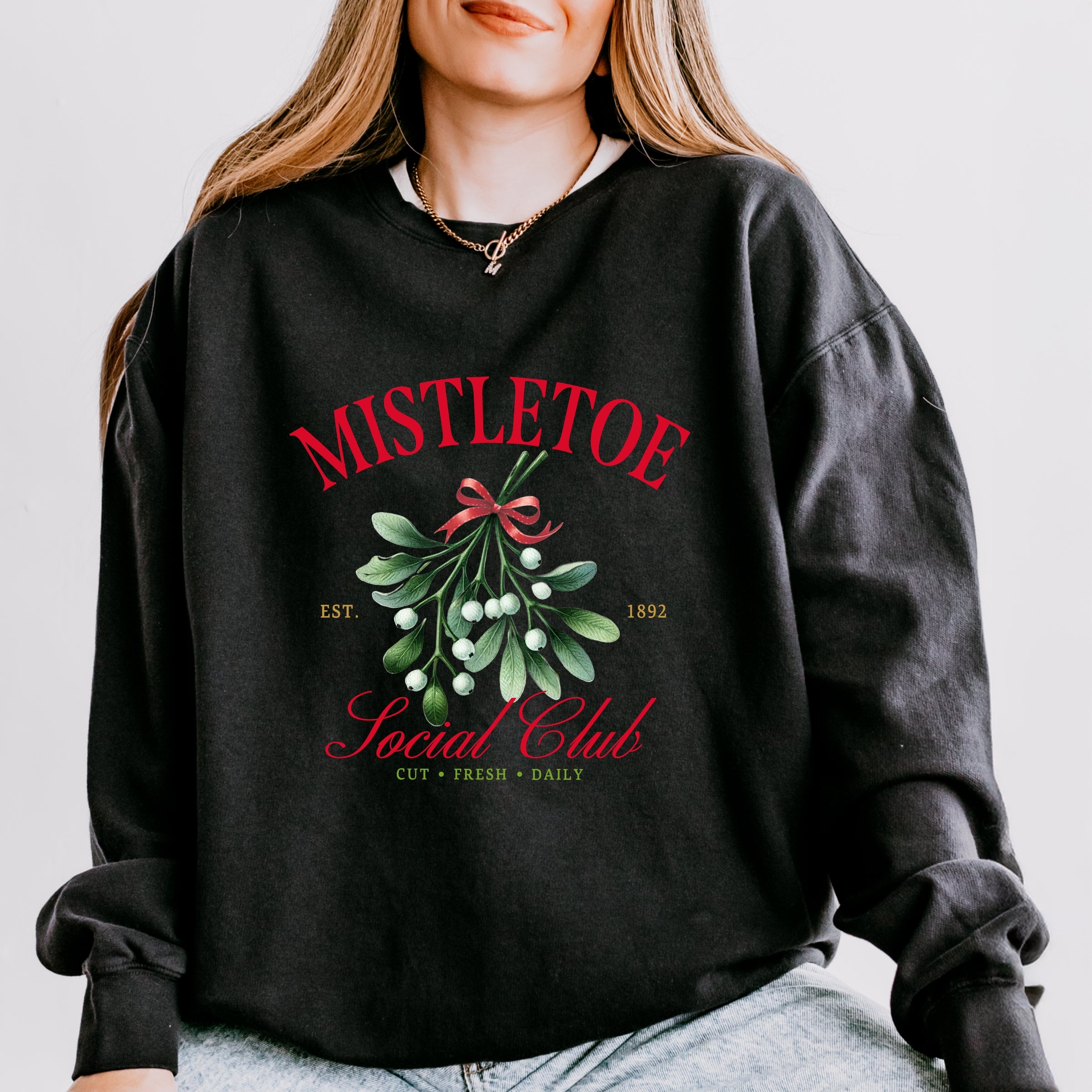 Mistletoe Social Club - Women's Lightweight Garment Dyed Sweatshirt