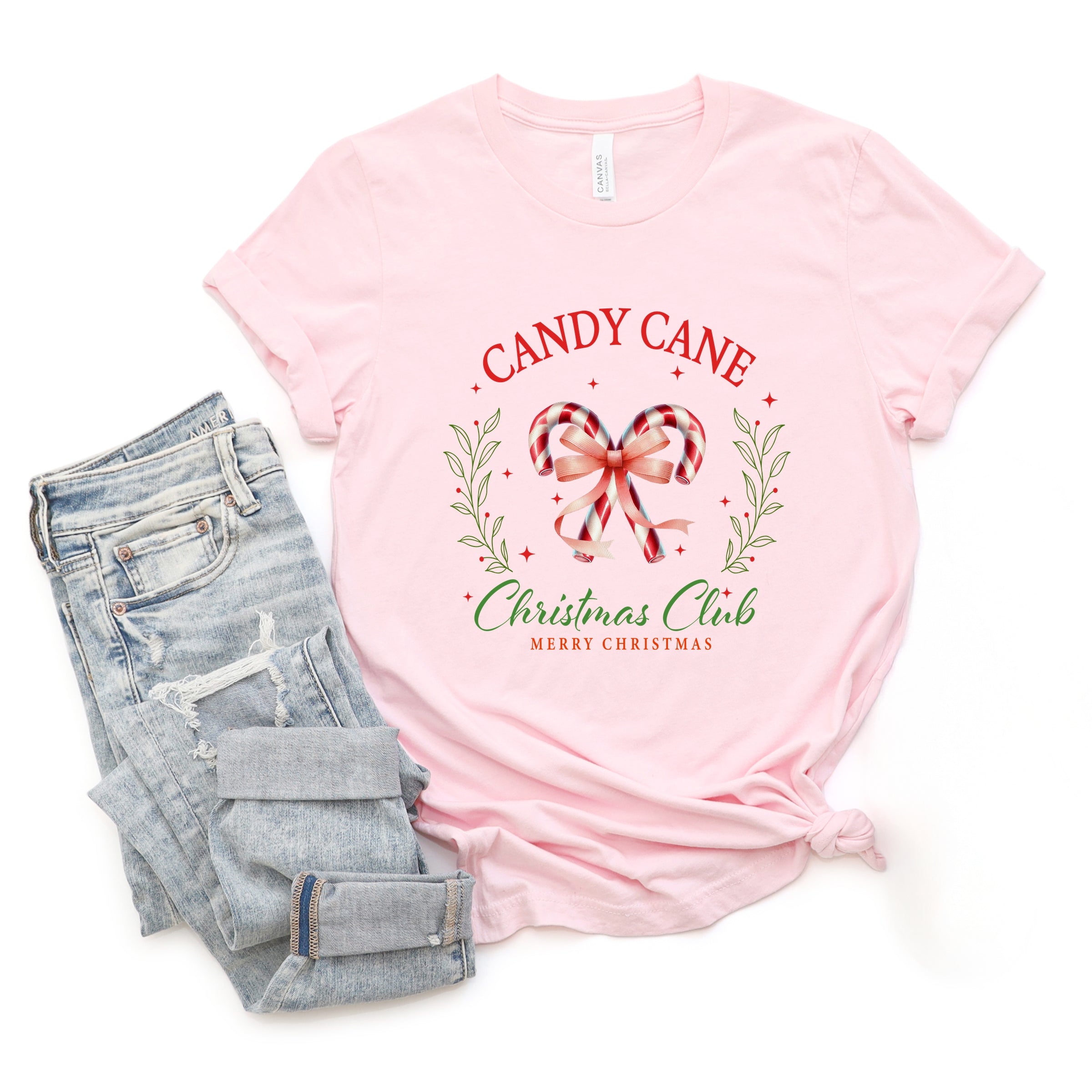 Candy Cane Christmas Club - Womens Short Sleeve Tee