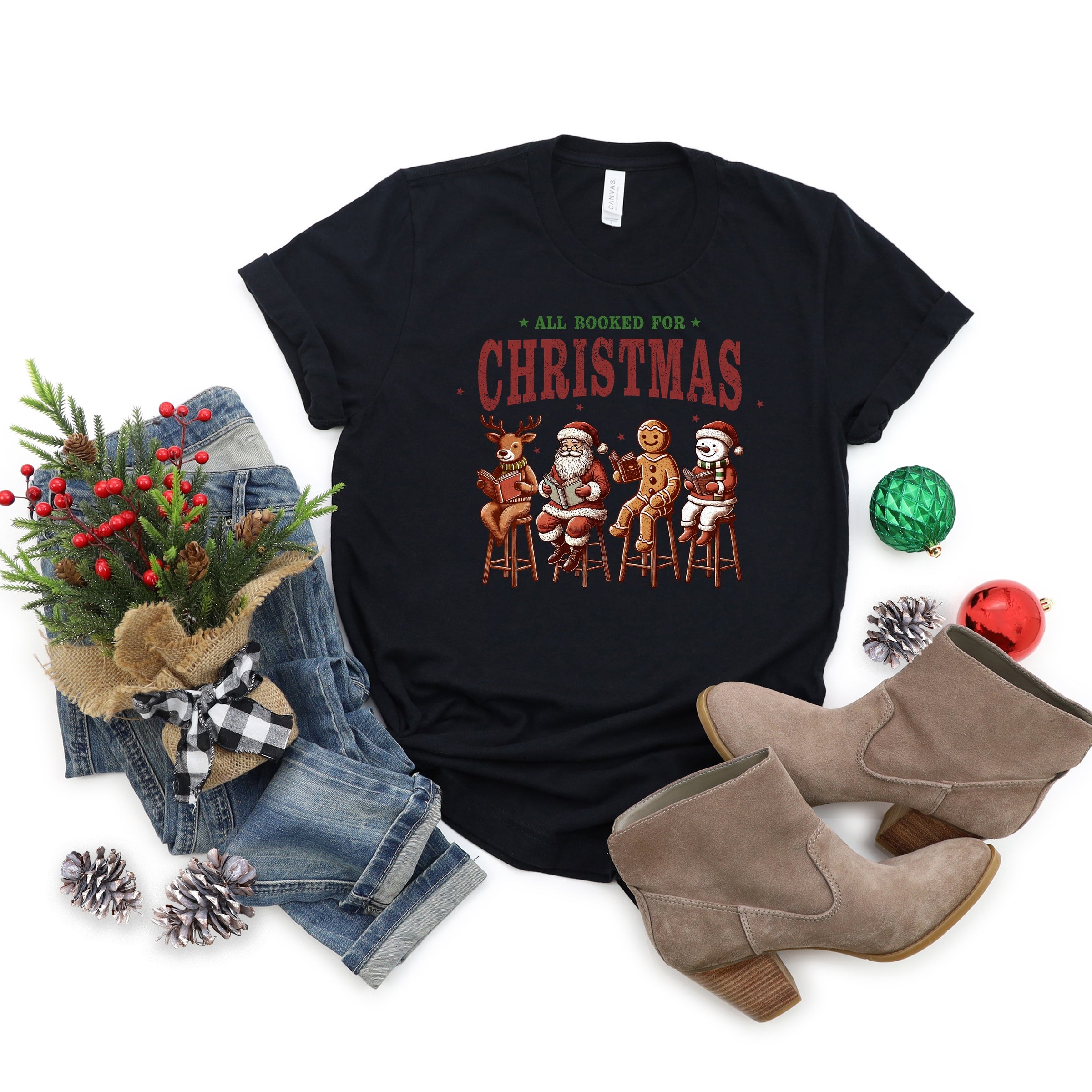 Booked For Christmas Stool - Women's Short Sleeve Graphic T-Shirt
