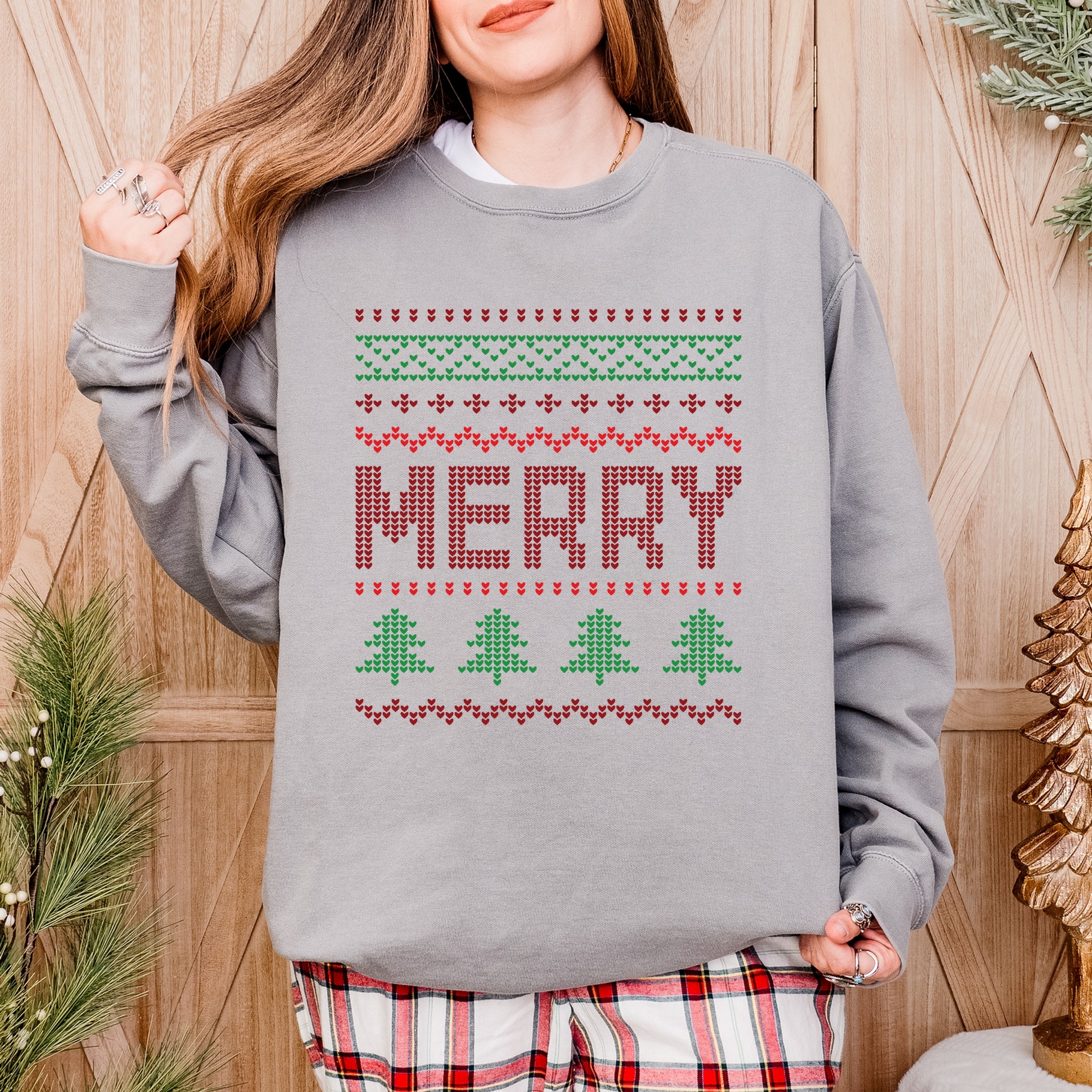 Ugly Sweater Merry - Women's Garment Dyed Graphic Sweatshirt