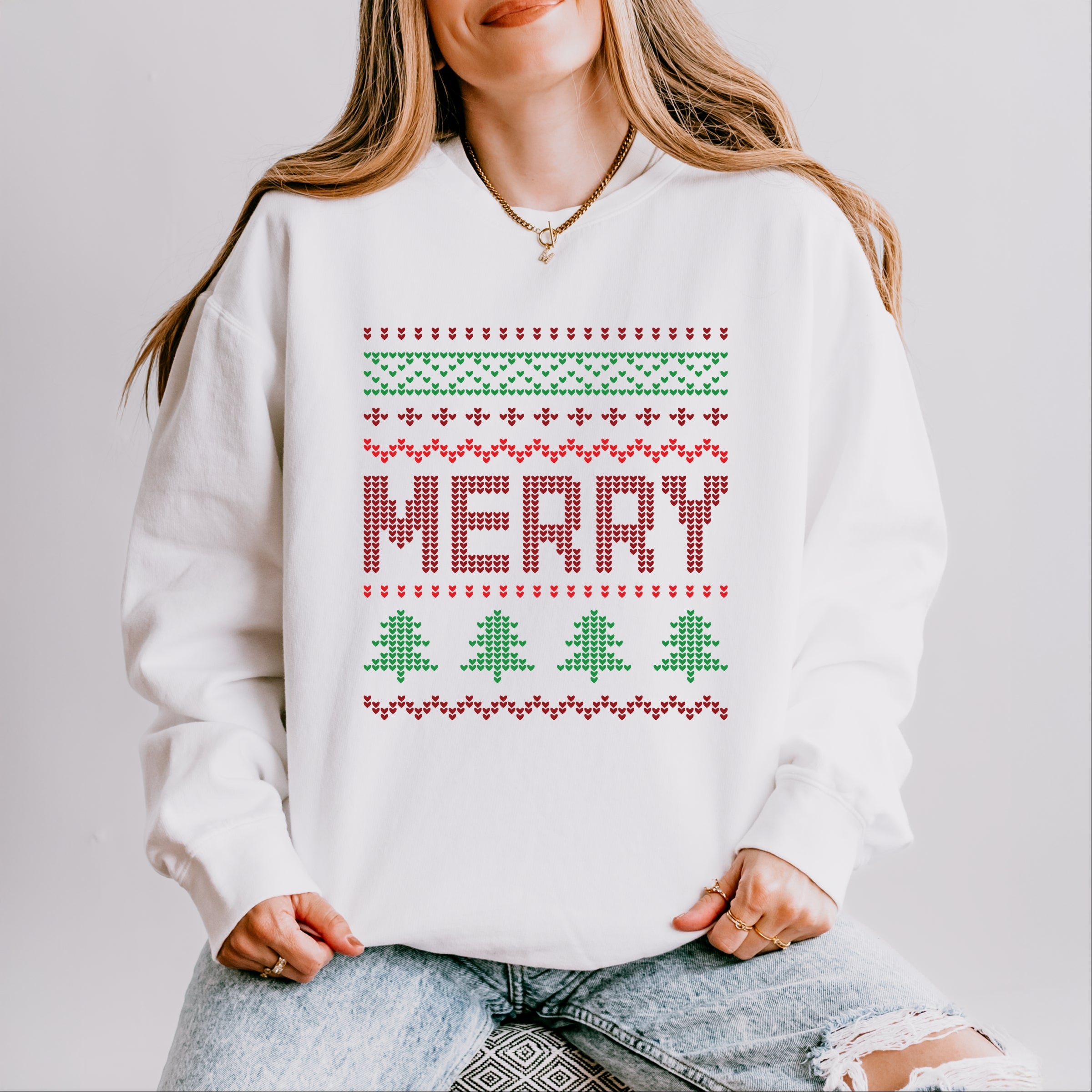 Ugly Sweater Merry - Women's Lightweight Garment Dyed Sweatshirt
