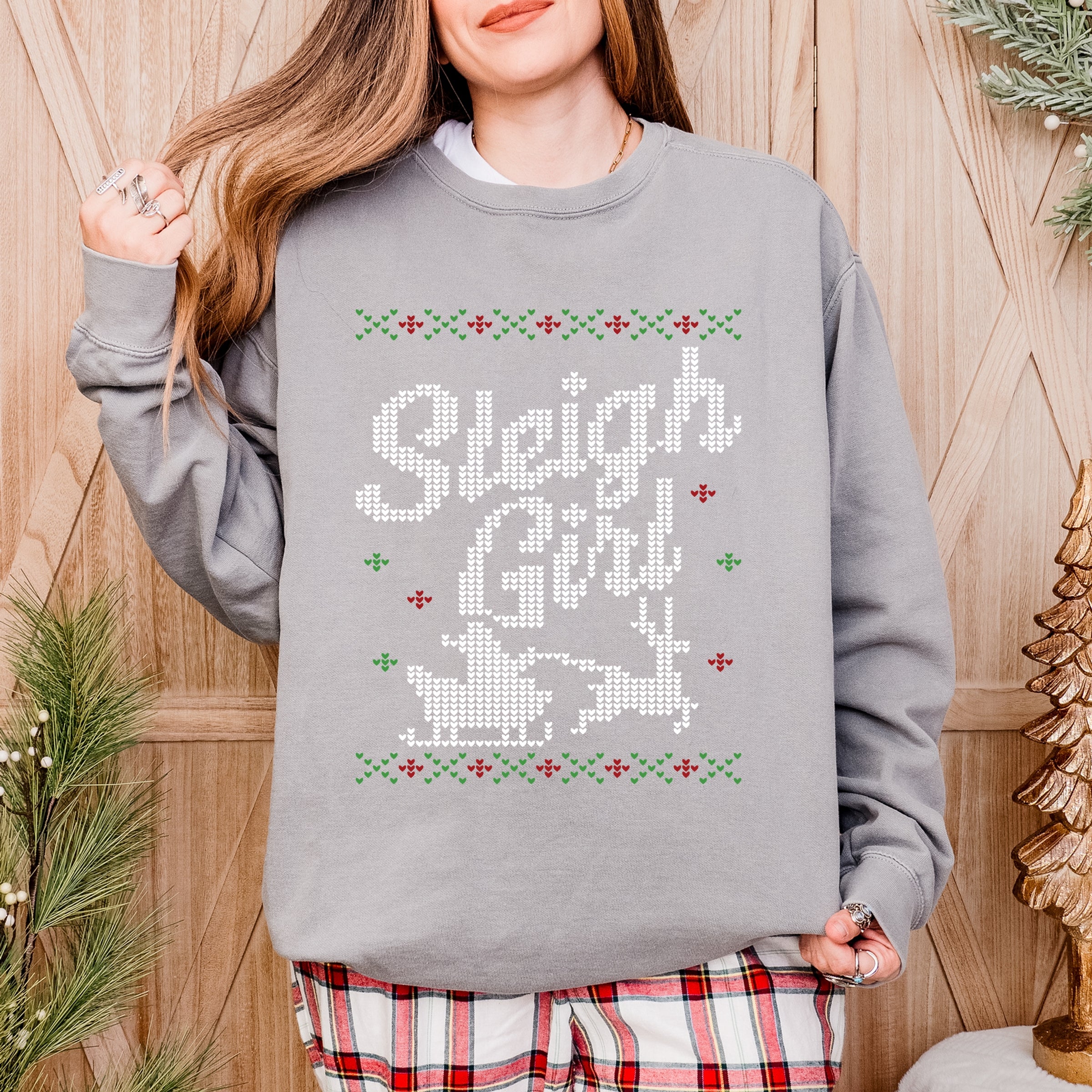 Ugly Sweater Sleigh Girl - Women's Garment Dyed Graphic Sweatshirt
