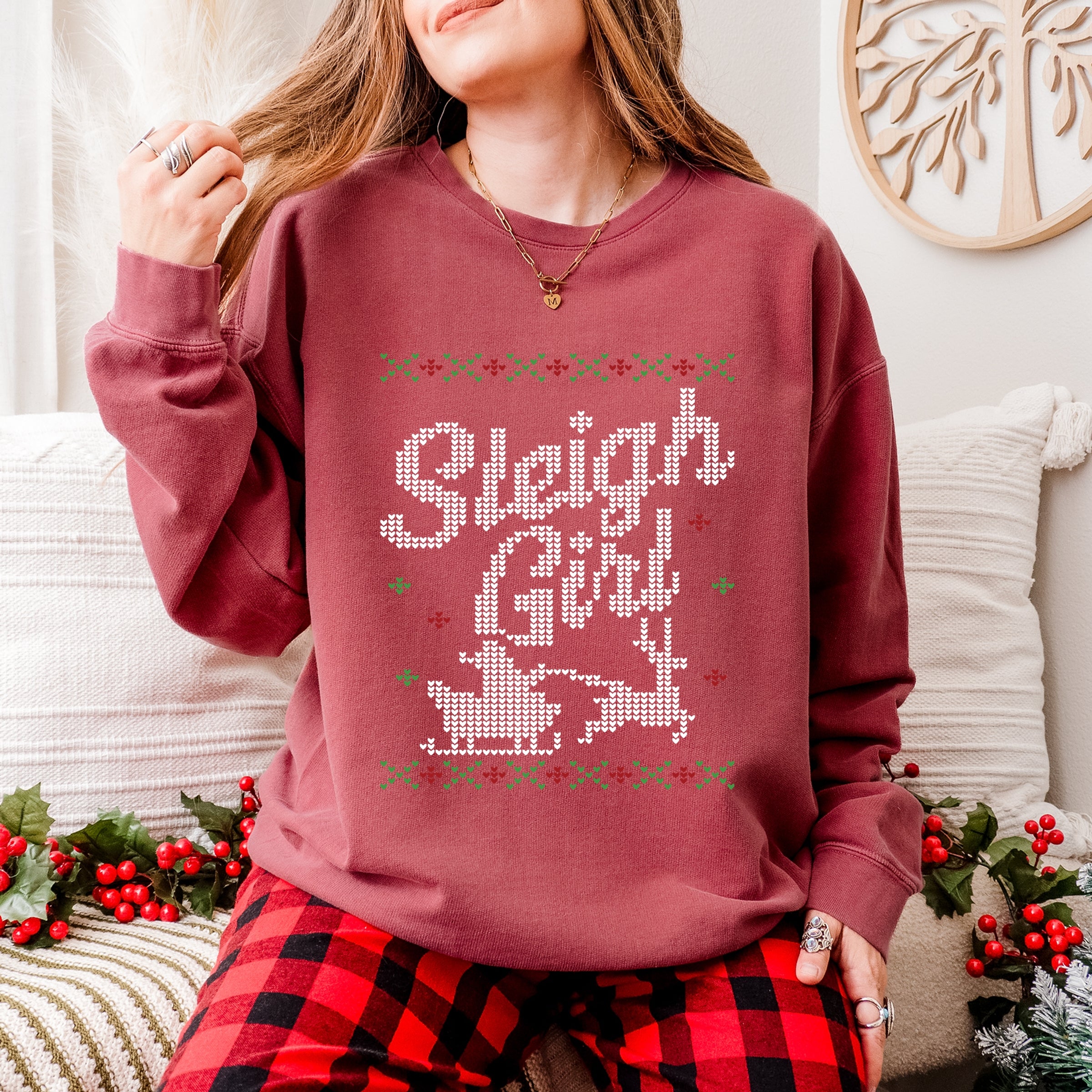 Ugly Sweater Sleigh Girl - Women's Lightweight Garment Dyed Sweatshirt