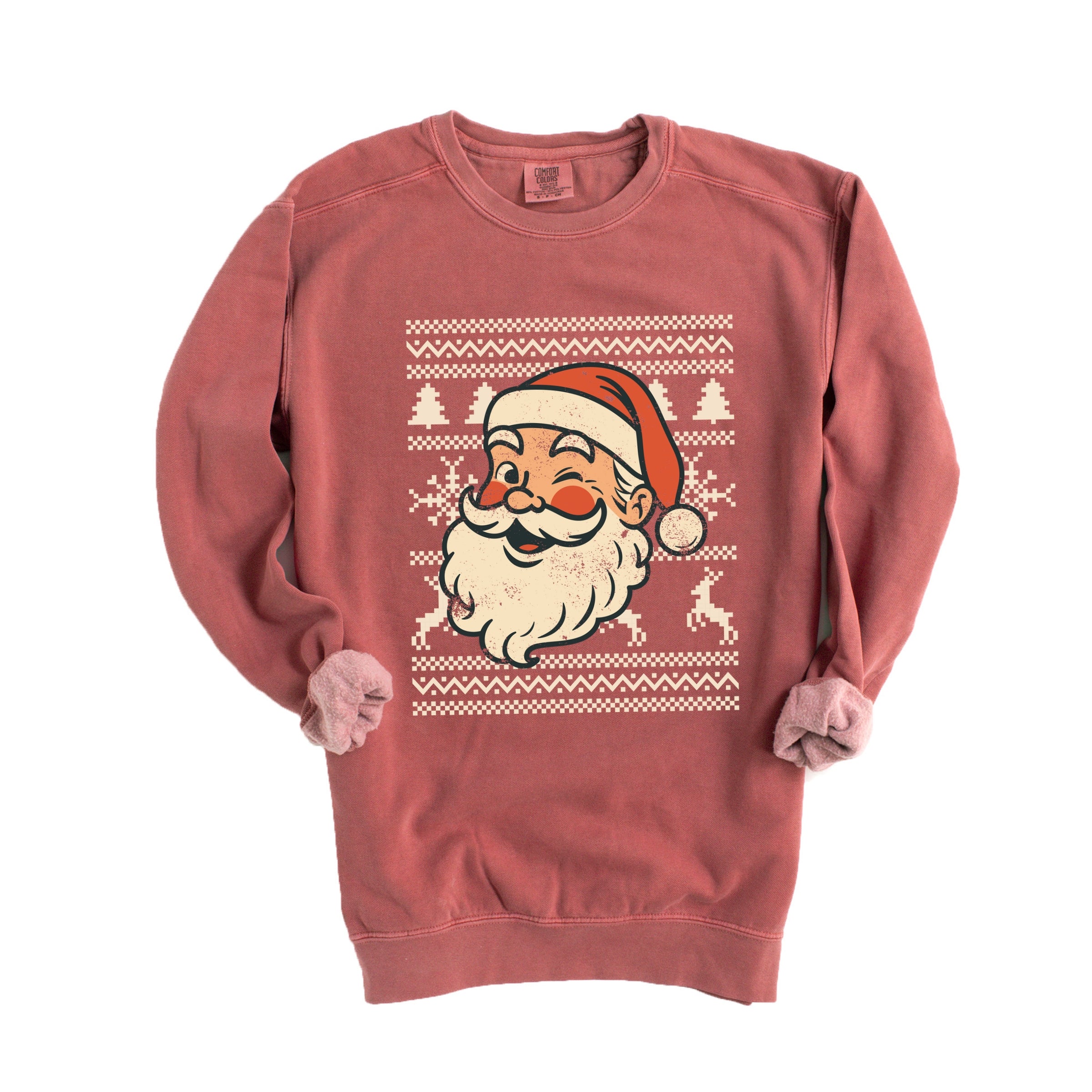 Ugly Sweater Santa Face - Women's Garment Dyed Sweatshirt