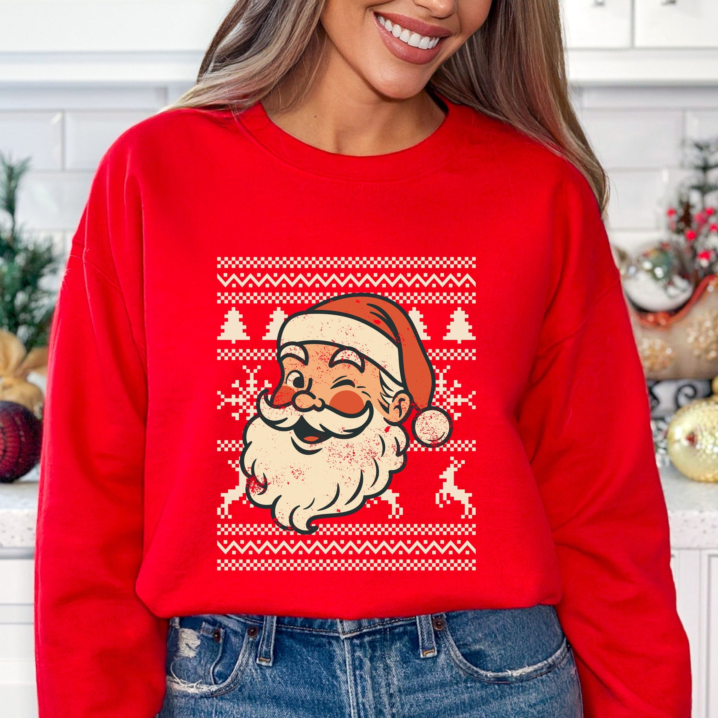 Ugly Sweater Santa Face -  Women's Sweatshirt