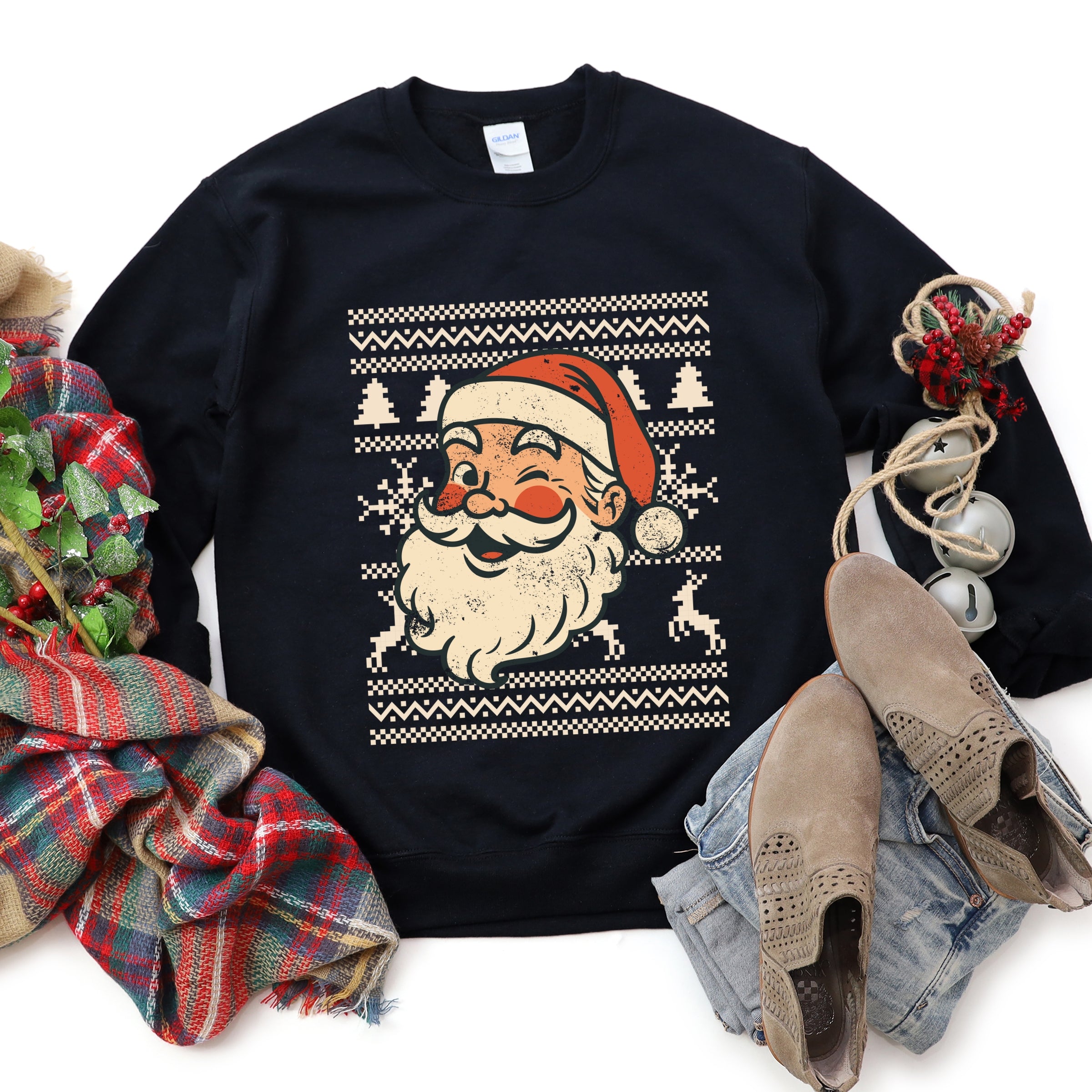 Ugly Sweater Santa Face -  Women's Sweatshirt