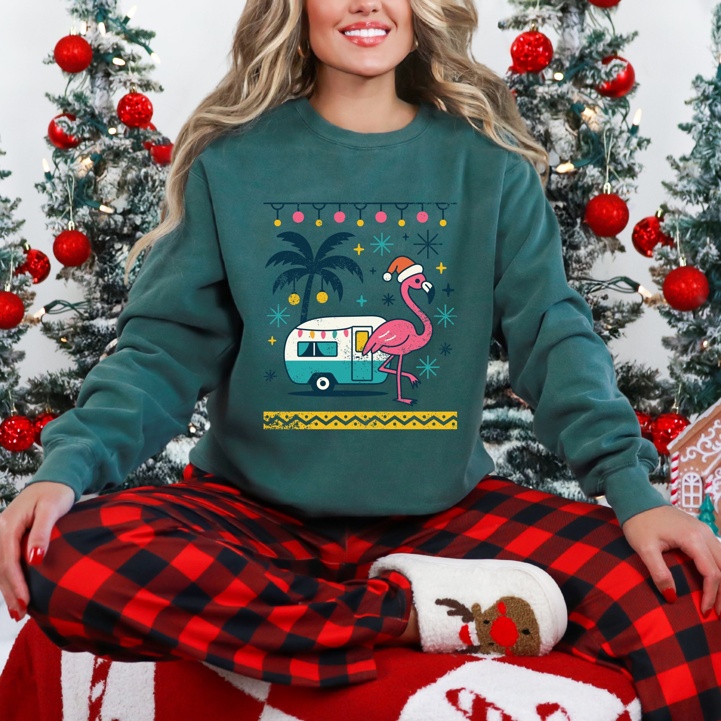 Ugly Sweater Flamingo - Women's Garment Dyed Sweatshirt