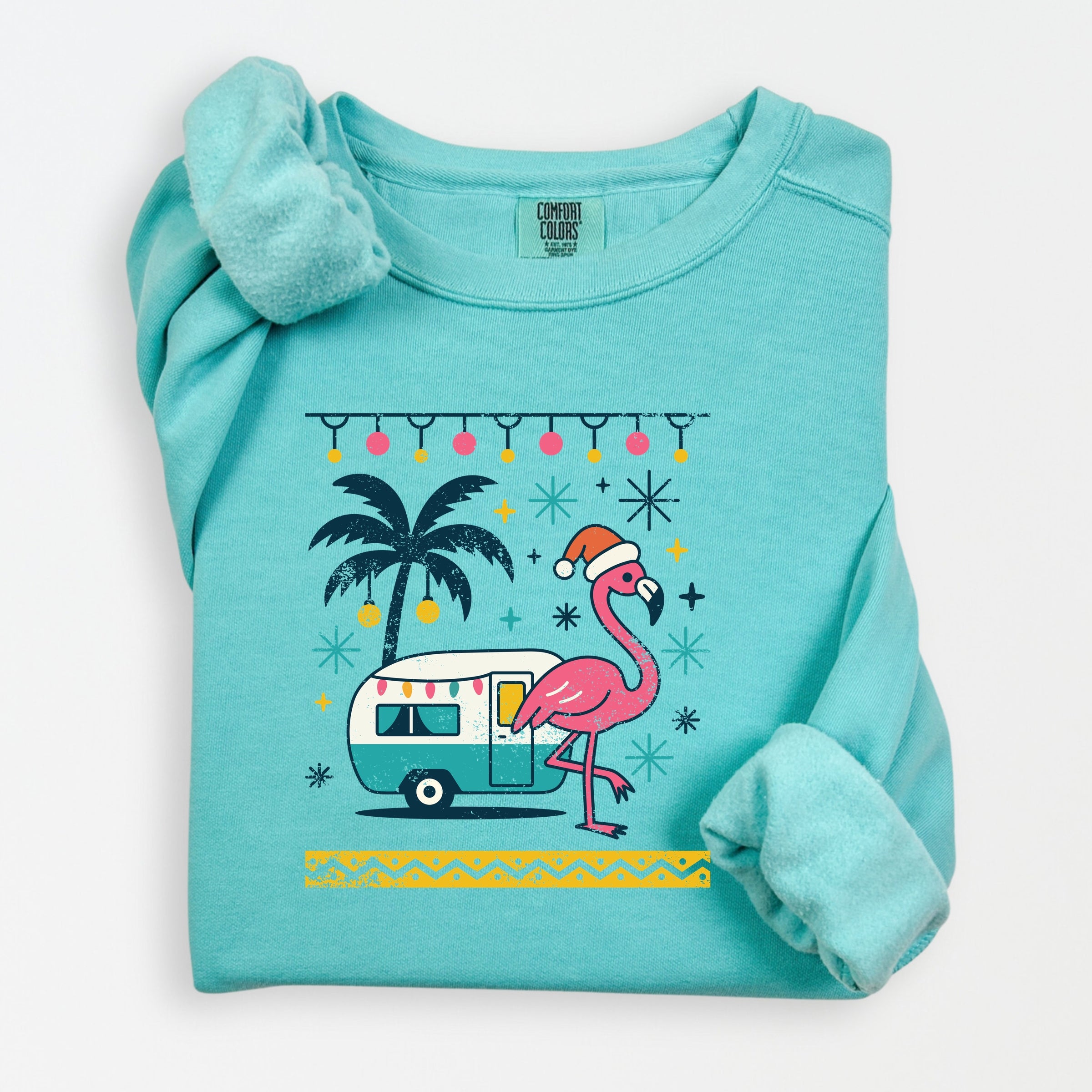 Ugly Sweater Flamingo - Women's Lightweight Garment Dyed Sweatshirt
