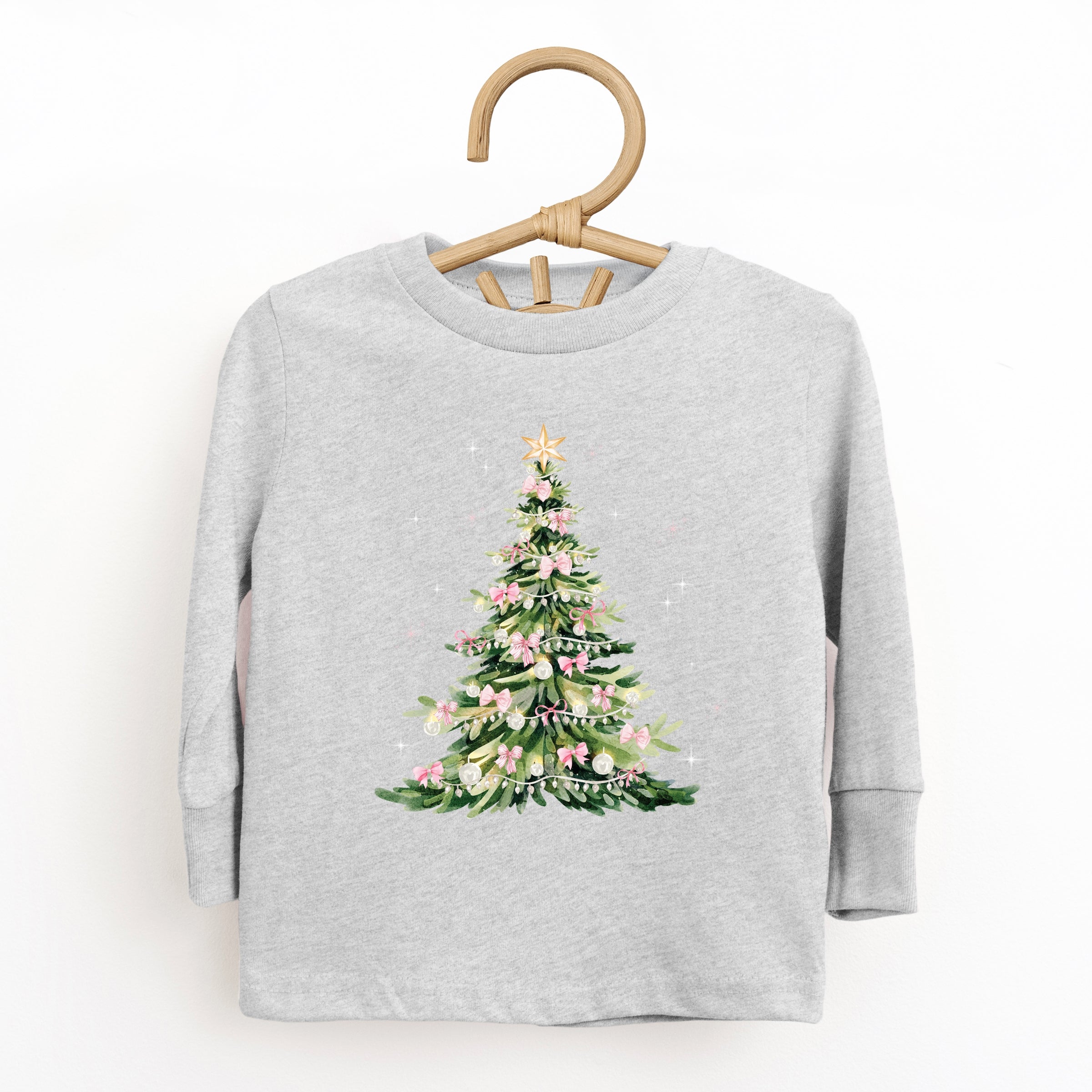 Watercolor Christmas Tree Sparkle - Toddler Long Sleeve Graphic Tee and Youth Long Sleeve Graphic T-Shirt