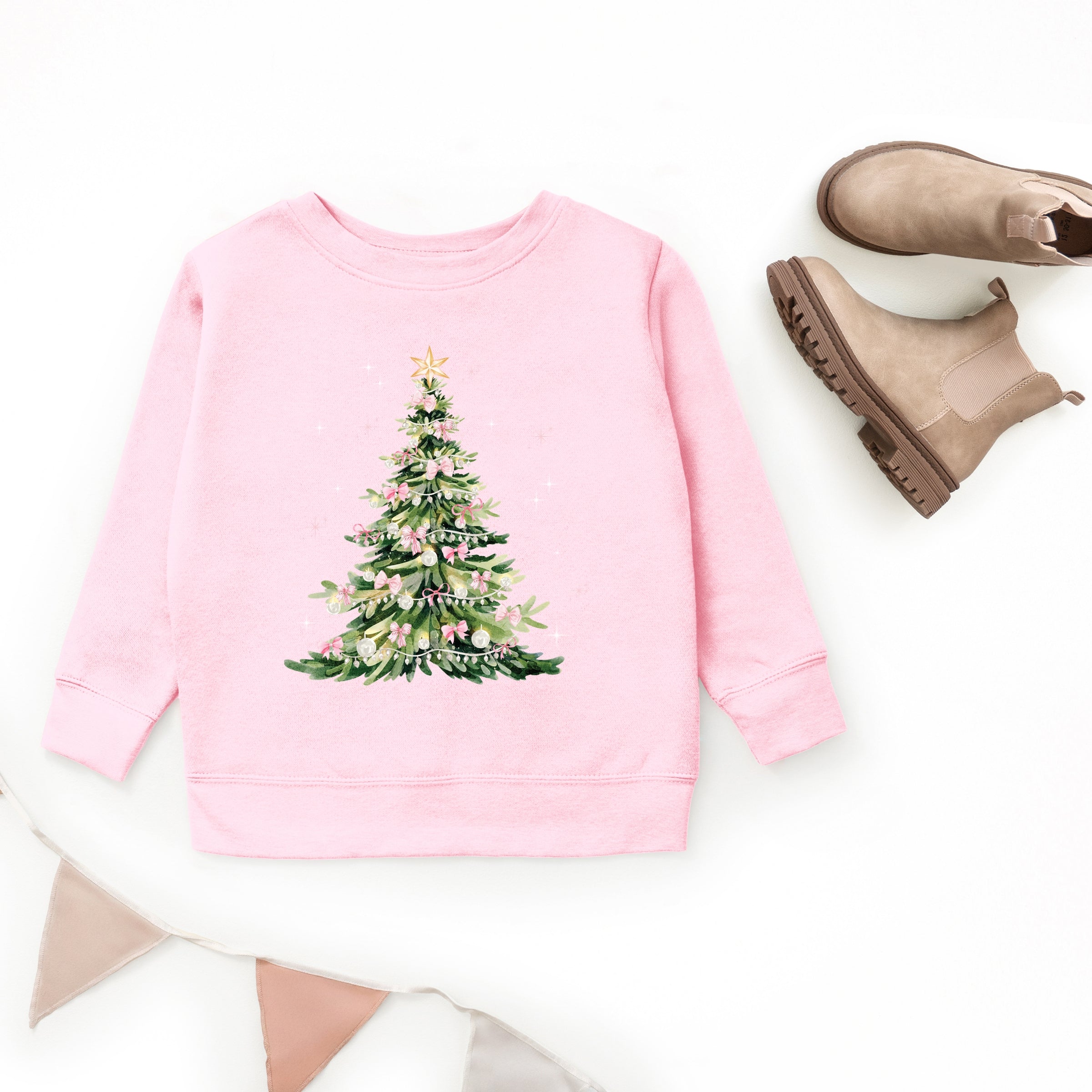 Watercolor Christmas Tree Sparkle - Toddler Graphic Sweatshirt and Youth Graphic Sweatshirt