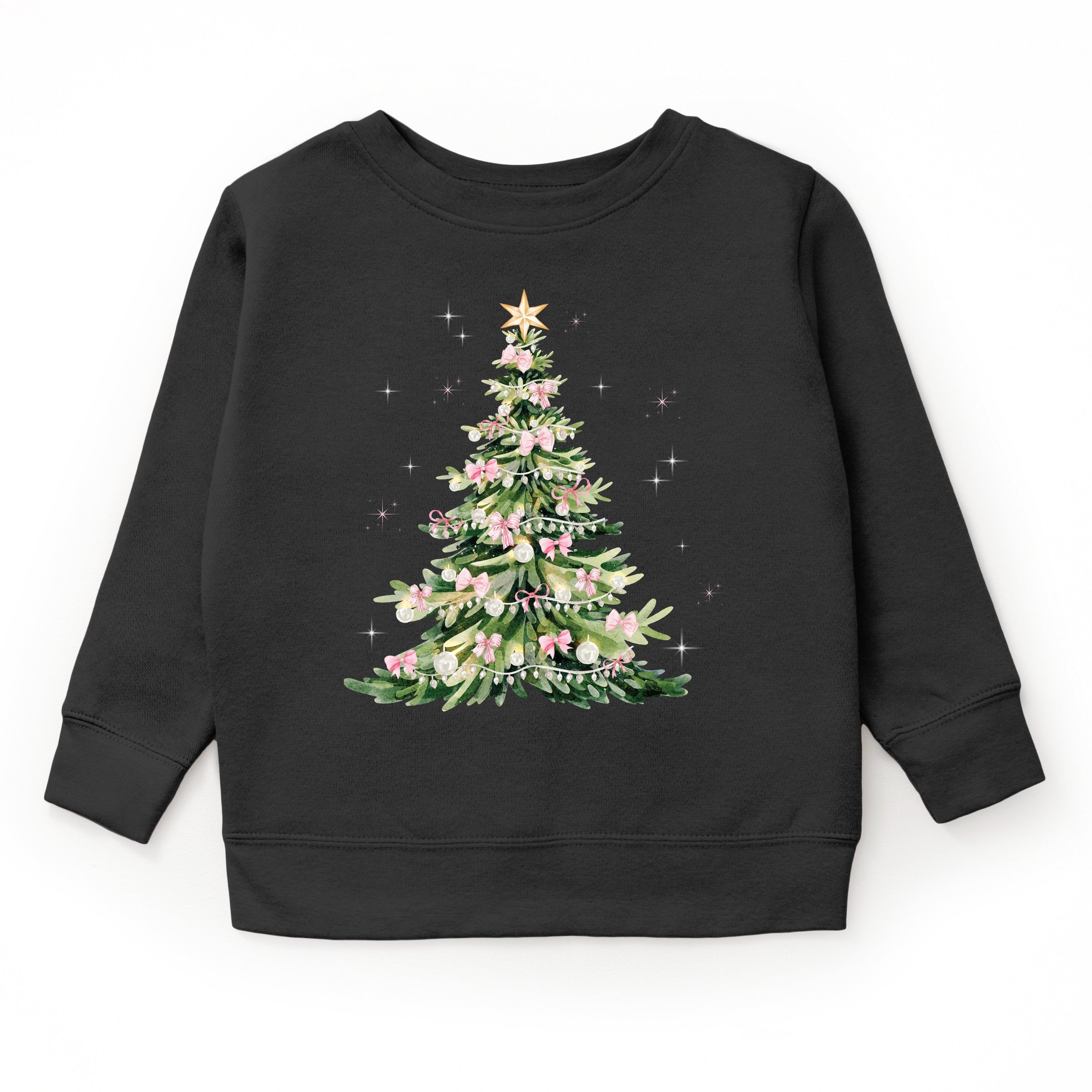 Watercolor Christmas Tree Sparkle - Toddler Graphic Sweatshirt and Youth Graphic Sweatshirt