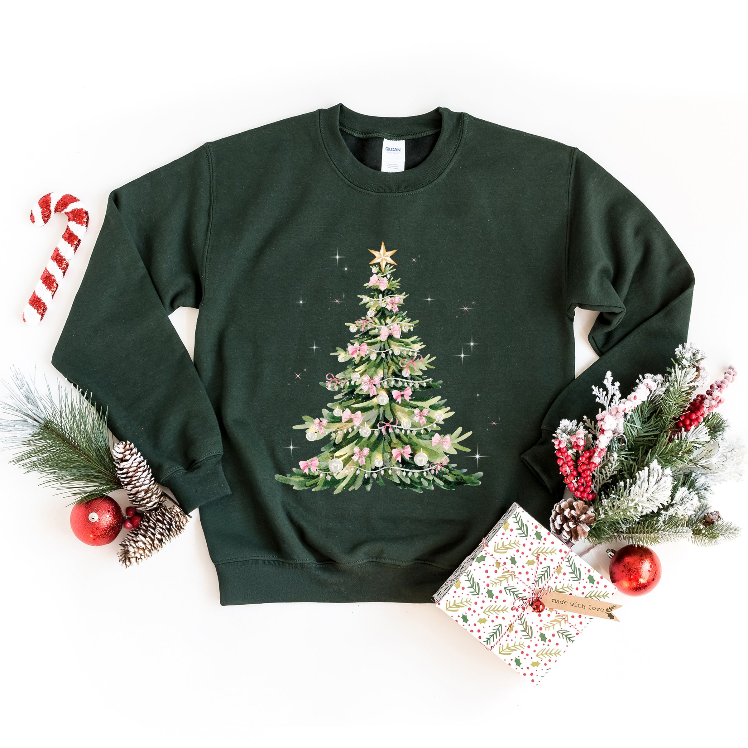 Watercolor Christmas Tree Sparkle -  Womens Sweatshirt