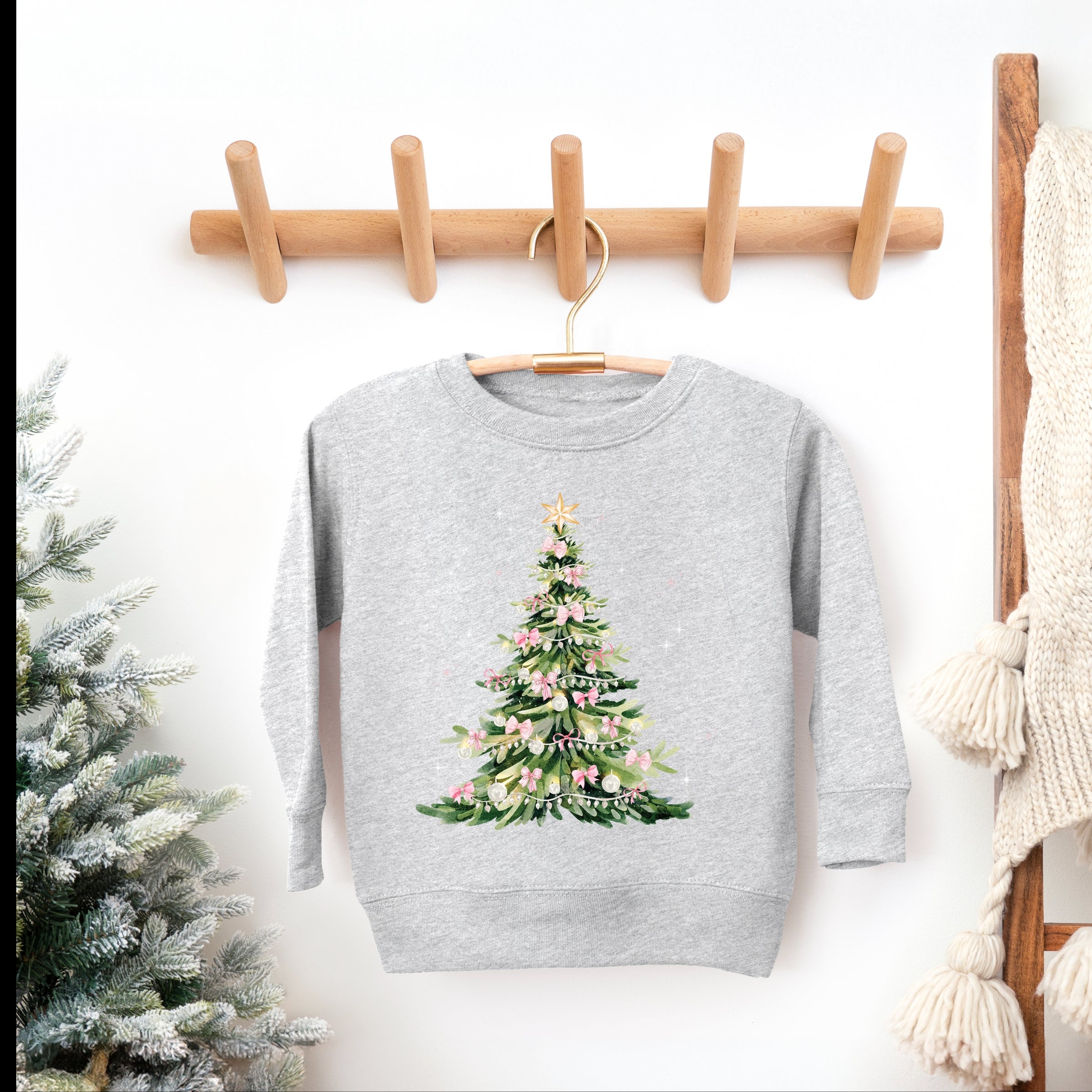 Watercolor Christmas Tree Sparkle - Toddler Graphic Sweatshirt and Youth Graphic Sweatshirt