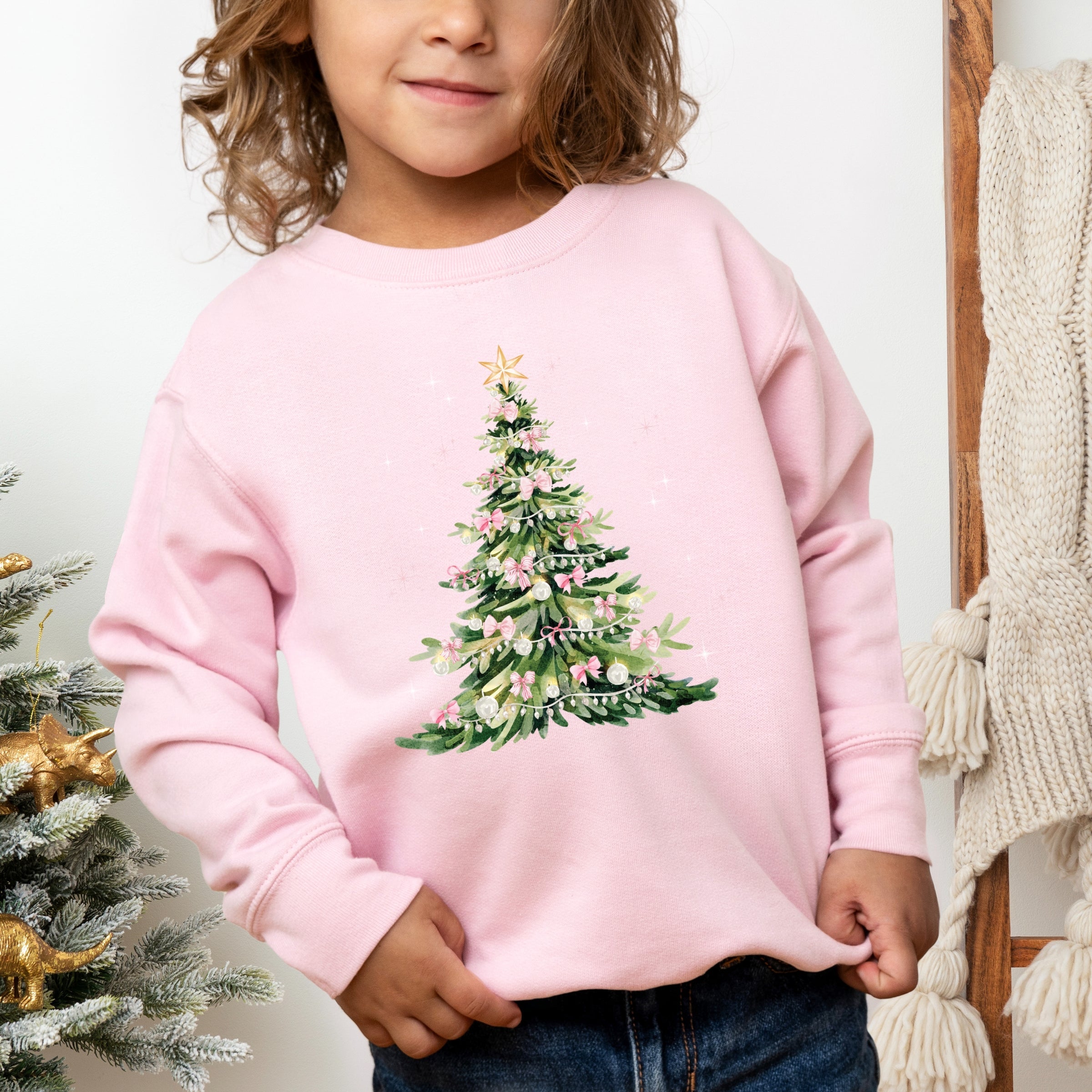 Watercolor Christmas Tree Sparkle - Toddler Graphic Sweatshirt and Youth Graphic Sweatshirt