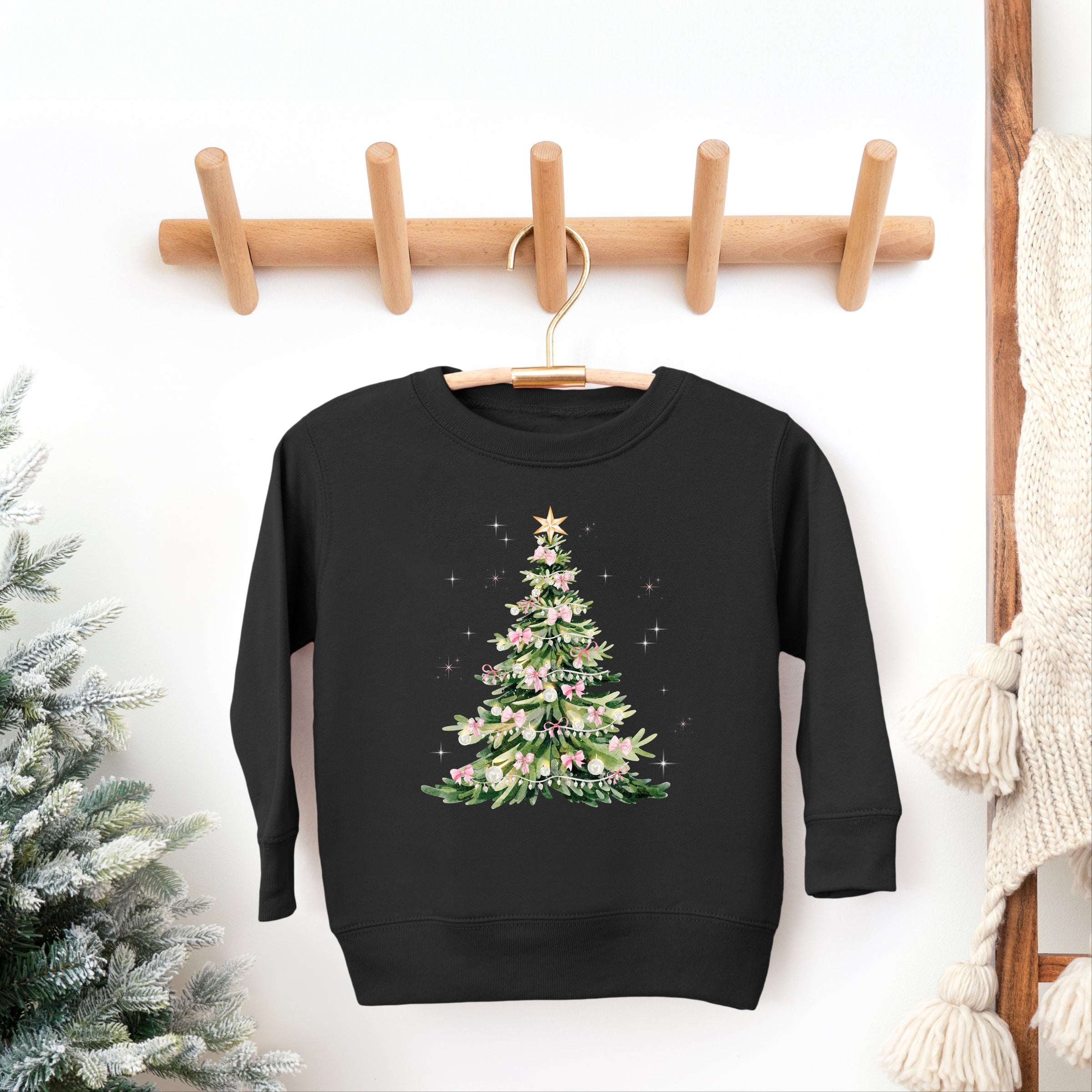 Watercolor Christmas Tree Sparkle - Toddler Graphic Sweatshirt and Youth Graphic Sweatshirt