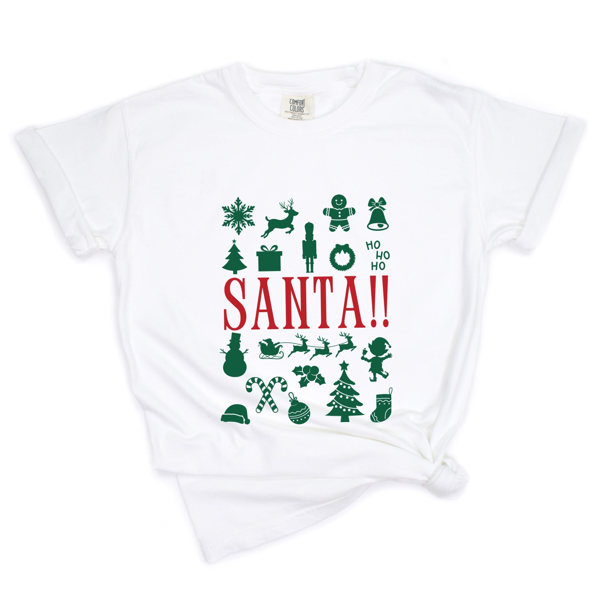 Santa Christmas Icons - Womens Garment Dyed Tee