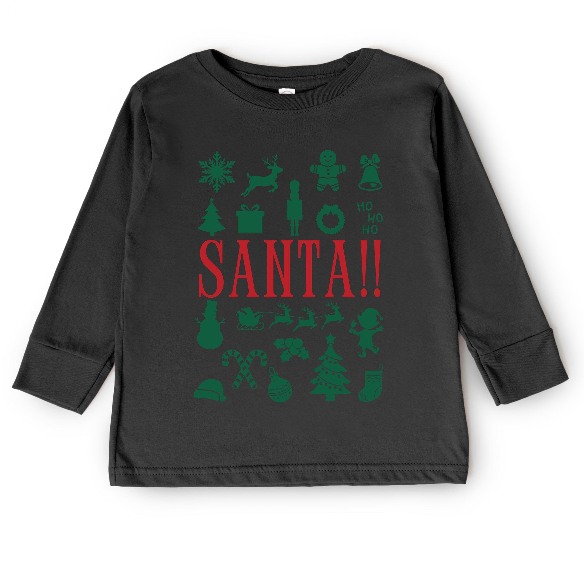 Santa Christmas Icons - Toddler Long Sleeve Graphic Tee and Youth Long Sleeve Graphic T-Shirt
