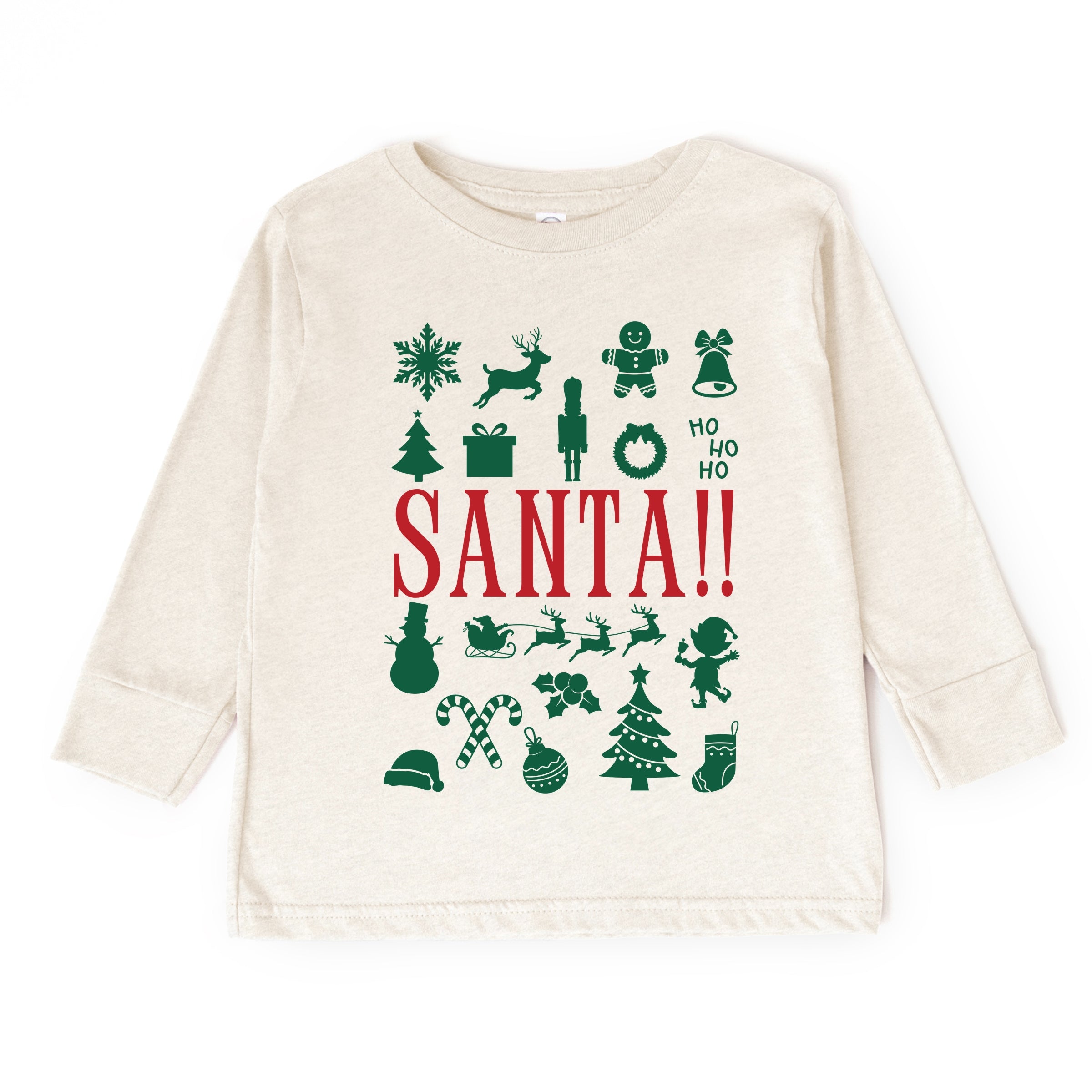 Santa Christmas Icons - Toddler Long Sleeve Graphic Tee and Youth Long Sleeve Graphic T-Shirt