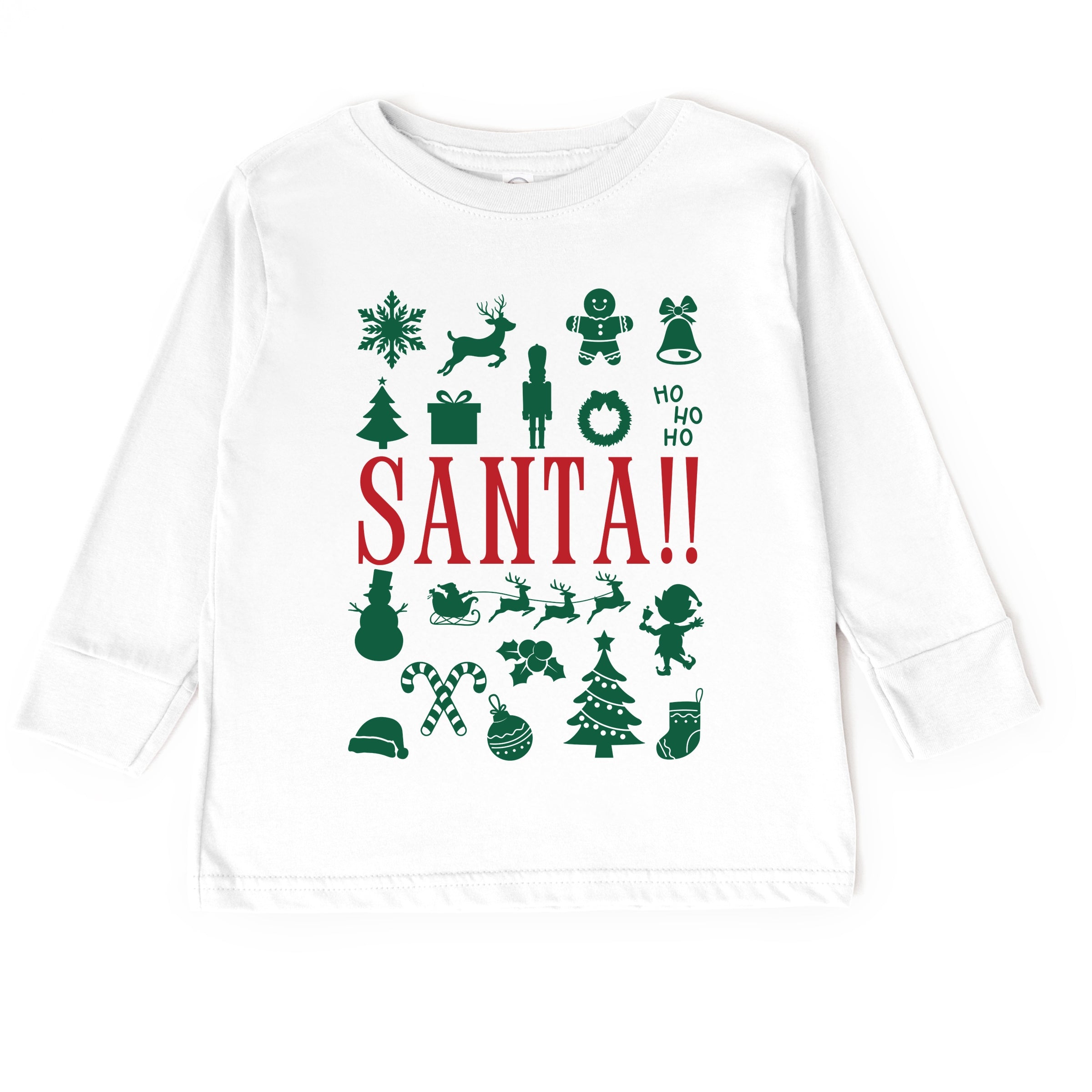 Santa Christmas Icons - Toddler Long Sleeve Graphic Tee and Youth Long Sleeve Graphic T-Shirt