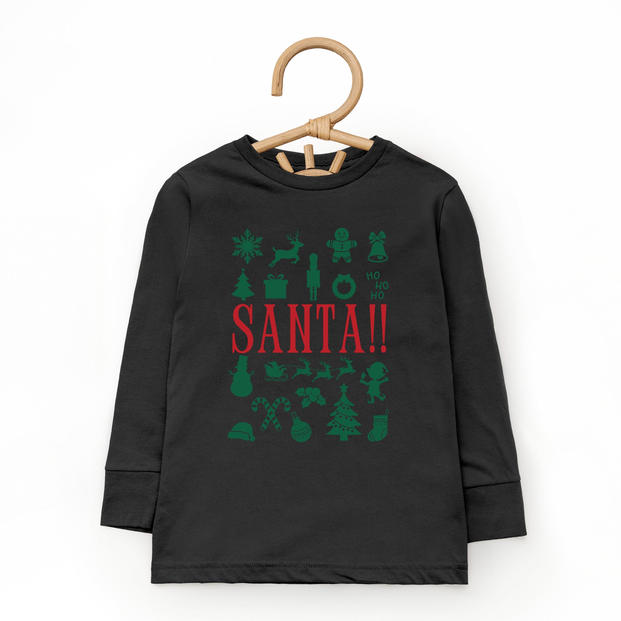 Santa Christmas Icons - Toddler Long Sleeve Graphic Tee and Youth Long Sleeve Graphic T-Shirt