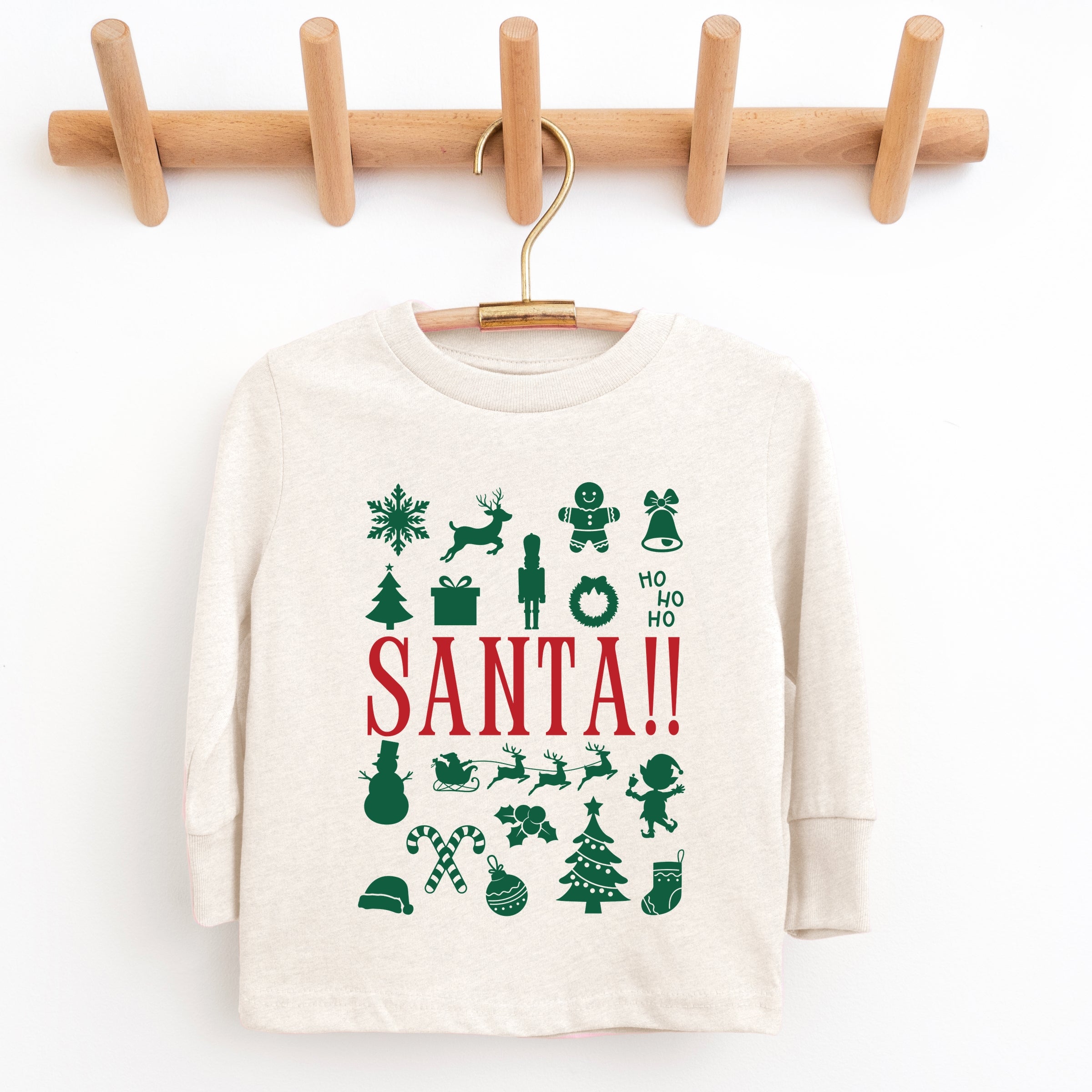Santa Christmas Icons - Toddler Long Sleeve Graphic Tee and Youth Long Sleeve Graphic T-Shirt