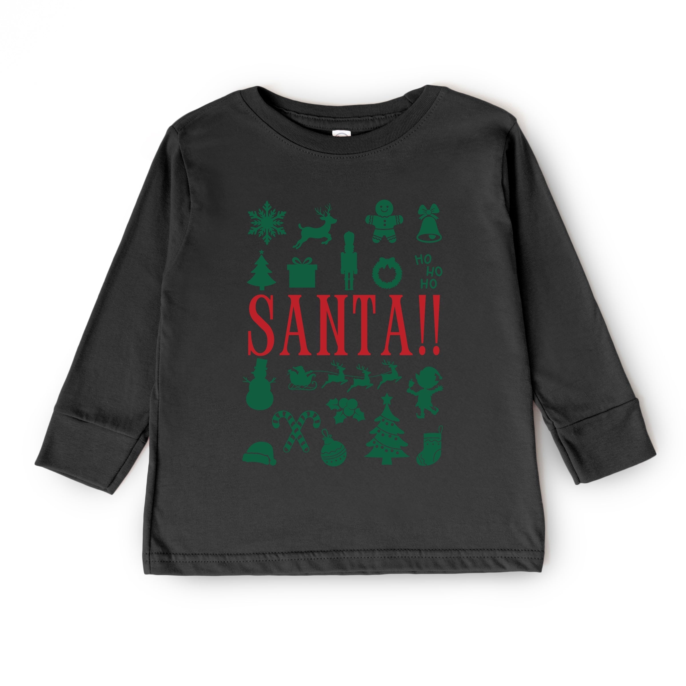 Santa Christmas Icons - Toddler Long Sleeve Graphic Tee and Youth Long Sleeve Graphic T-Shirt