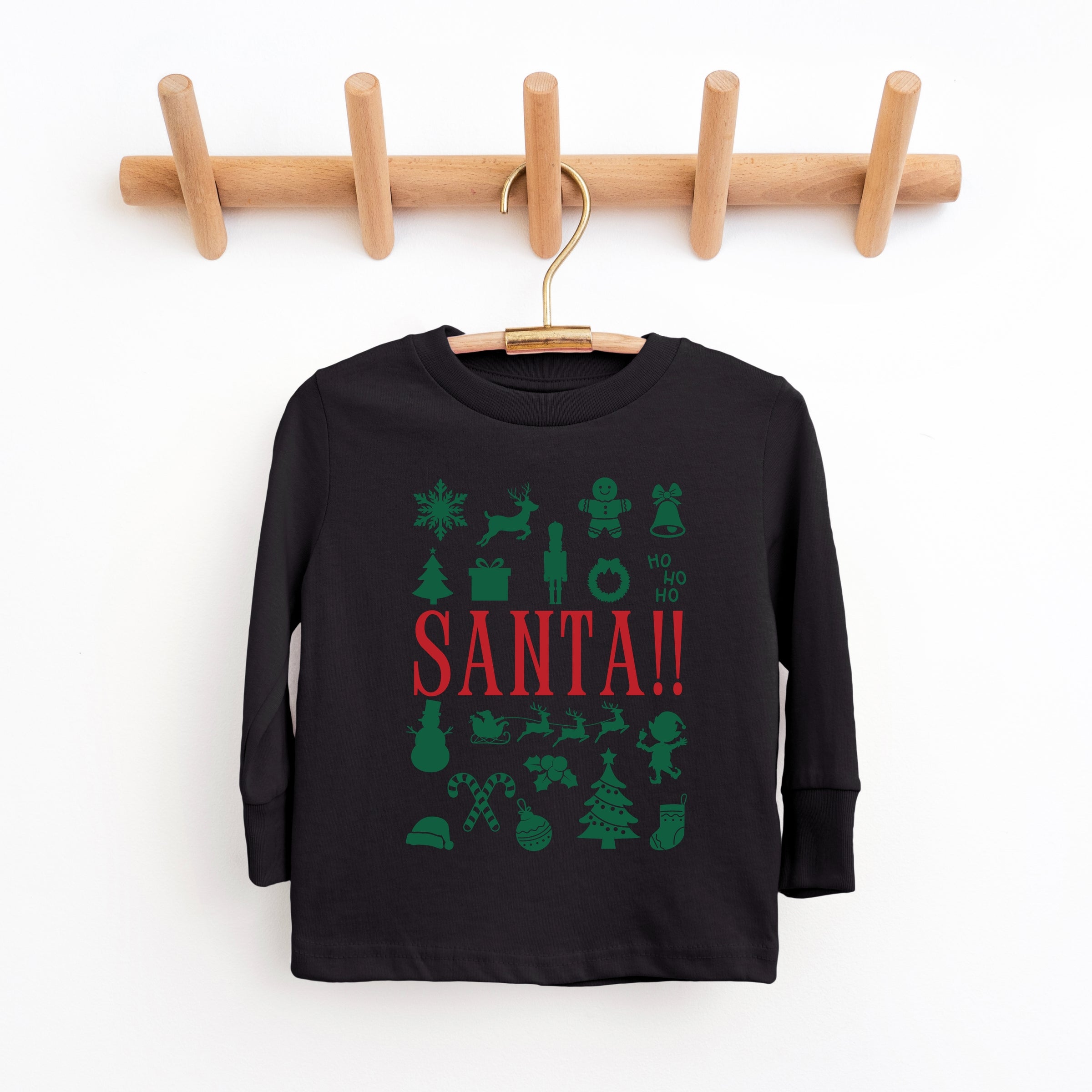 Santa Christmas Icons - Toddler Long Sleeve Graphic Tee and Youth Long Sleeve Graphic T-Shirt
